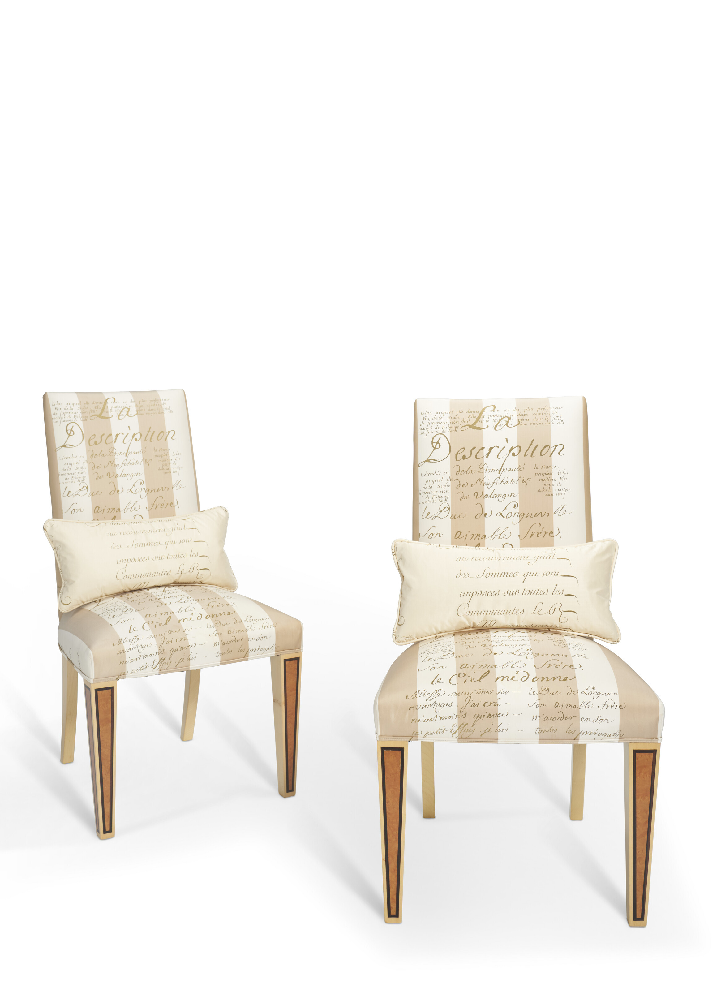 A PAIR OF SATIN-BIRCH, AMBOYNA AND WALNUT SIDE CHAIRS, BY LINLEY LTD ...