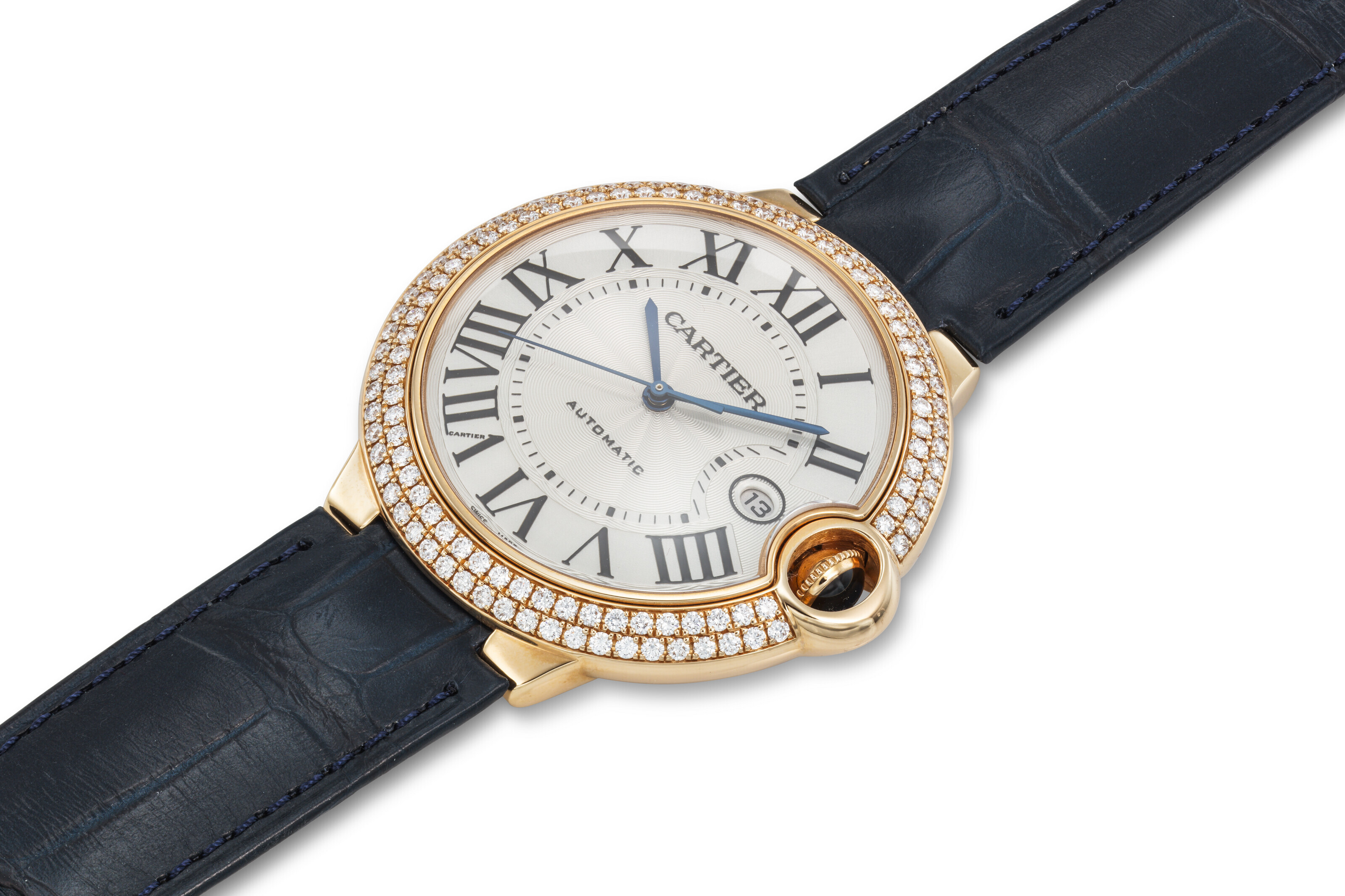 CARTIER PINK GOLD AND DIAMOND SET BALLON BLEU WITH DATE REF. 2999 Christie s