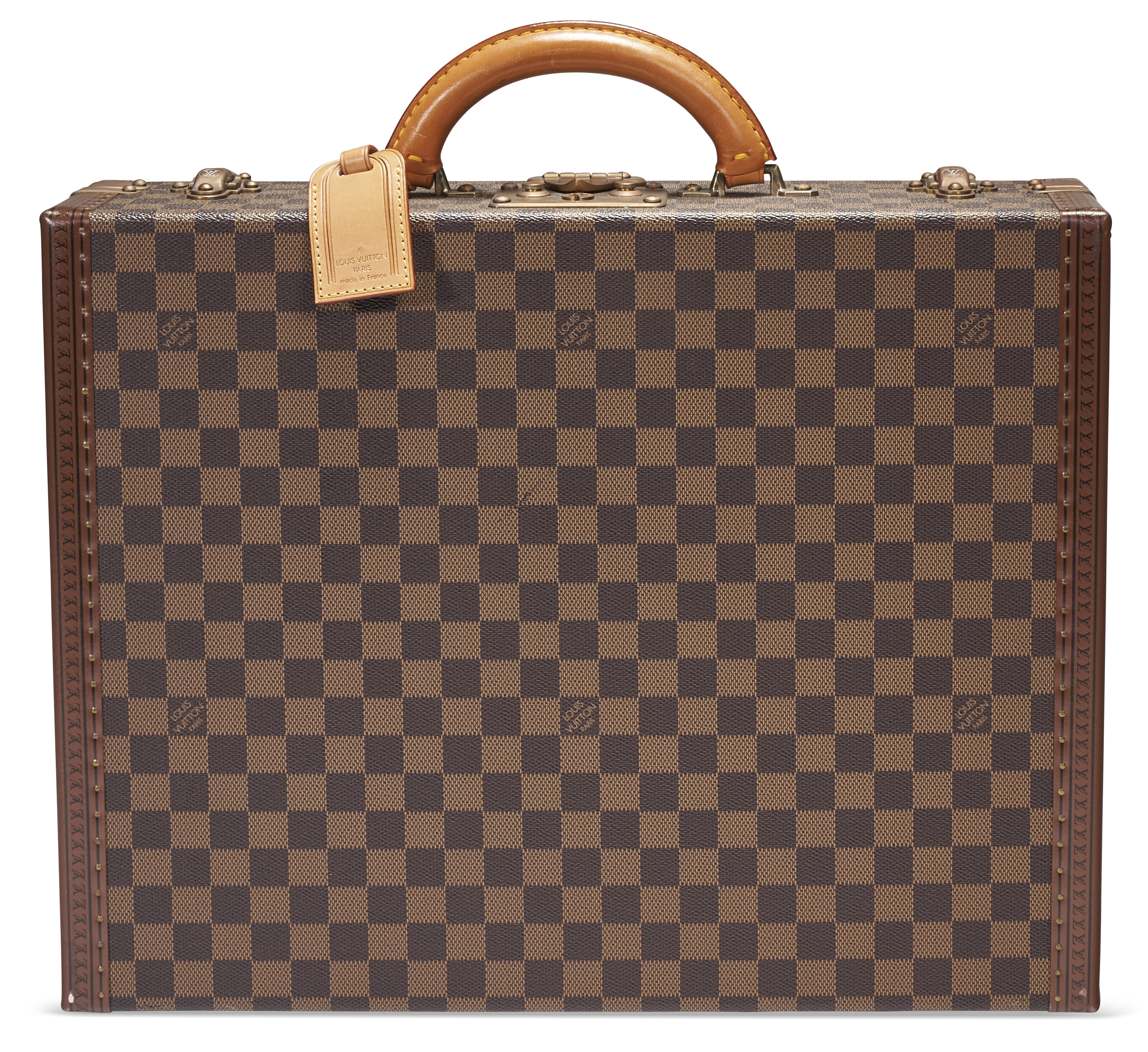 A CUSTOM DAMIER EBENE CANVAS VACHETTA LEATHER PRESIDENT BRIEFCASE