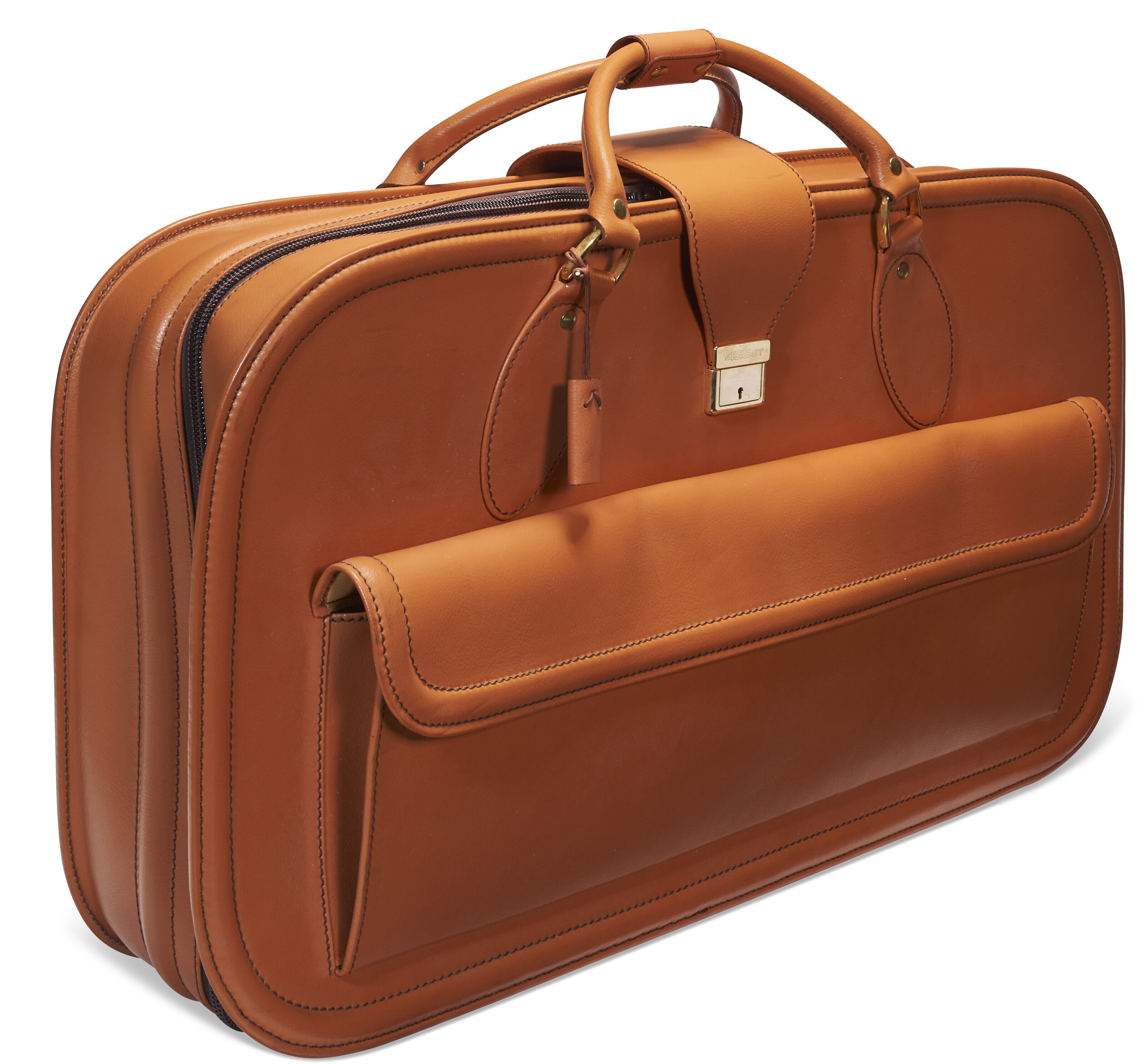 A SET OF THREE FITTED TAN LEATHER LUGGAGE FOR A FERRARI 456 GT 