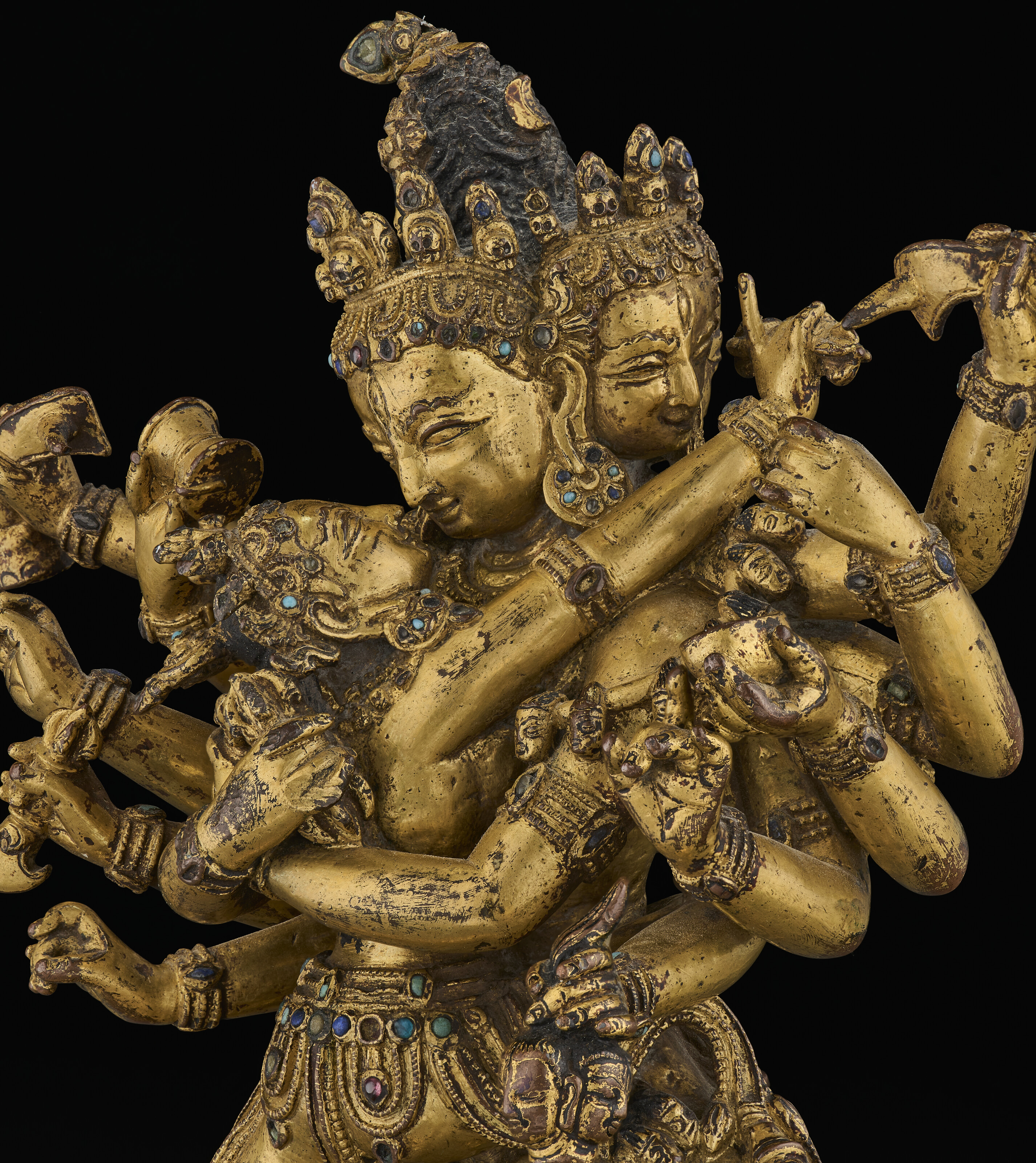 A GILT-BRONZE FIGURE OF CHAKRASAMVARA, NEPAL, 15TH CENTURY