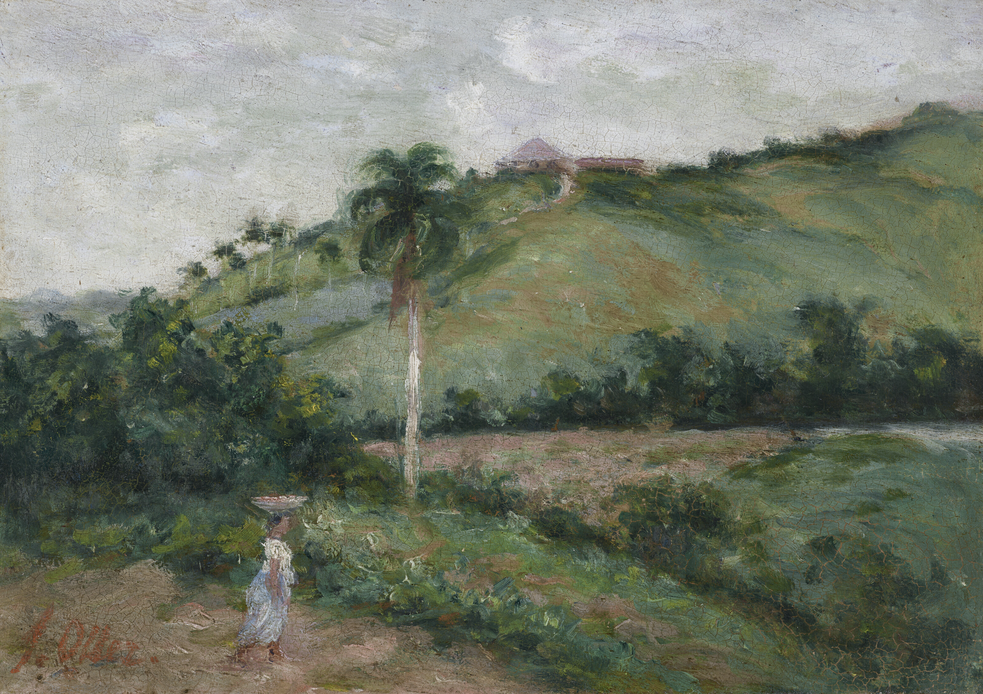FRANCISCO OLLER (1933-1917), Paisaje de jíbaros aranda la