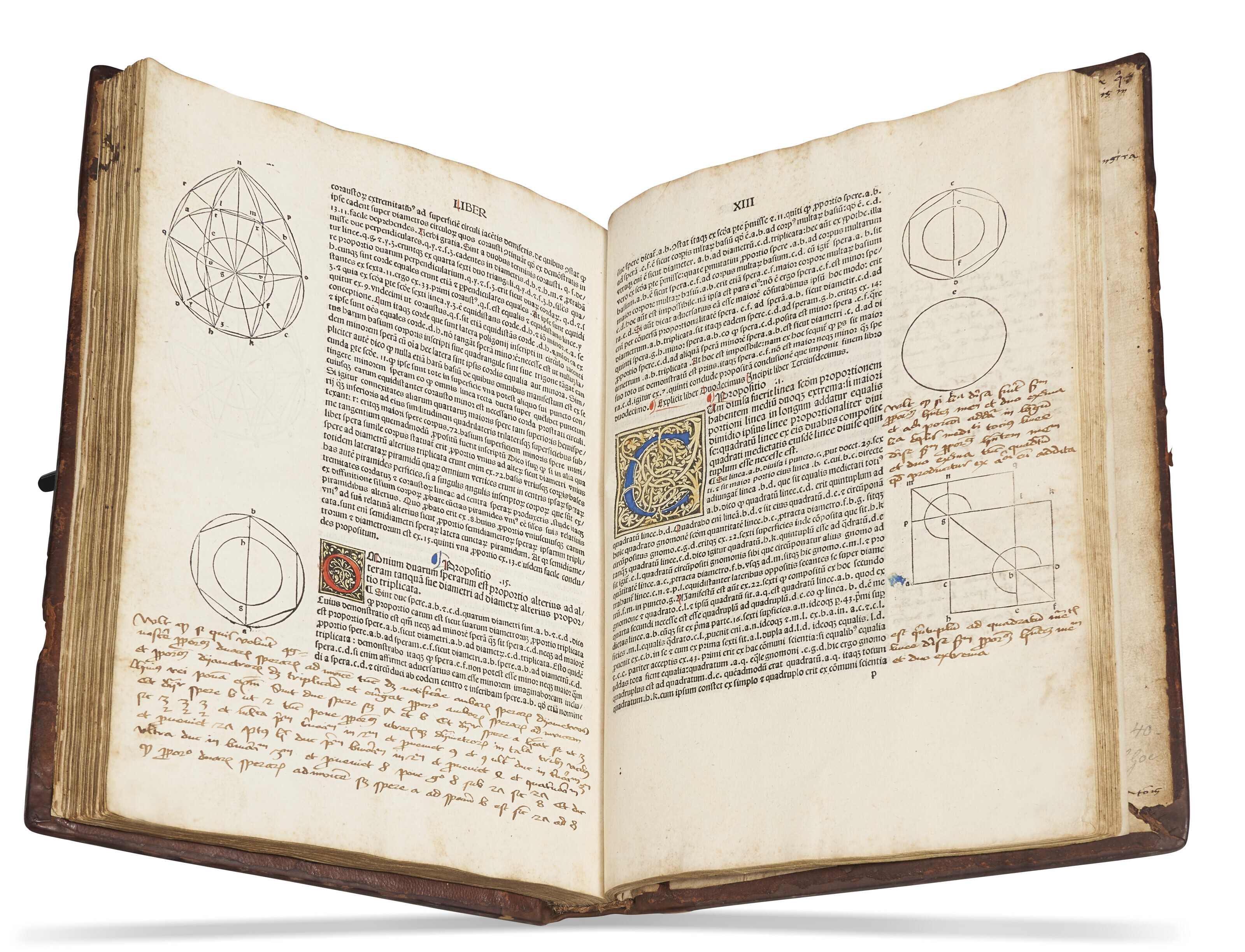 Euclid's Elements, Ratdolt, 1482; extensively annotated