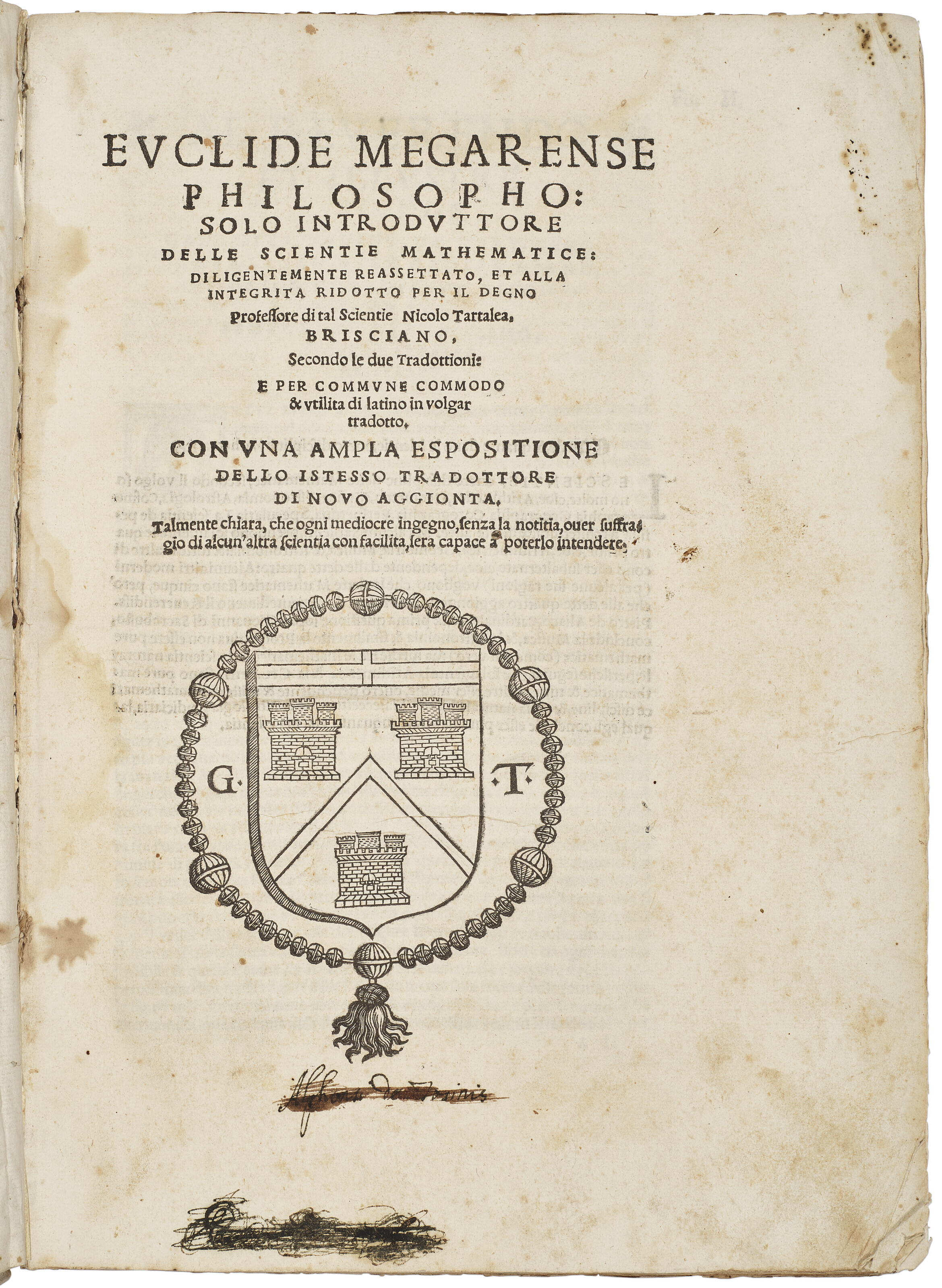 Euclid's Elements, First Italian edition, 1543 | Christie's