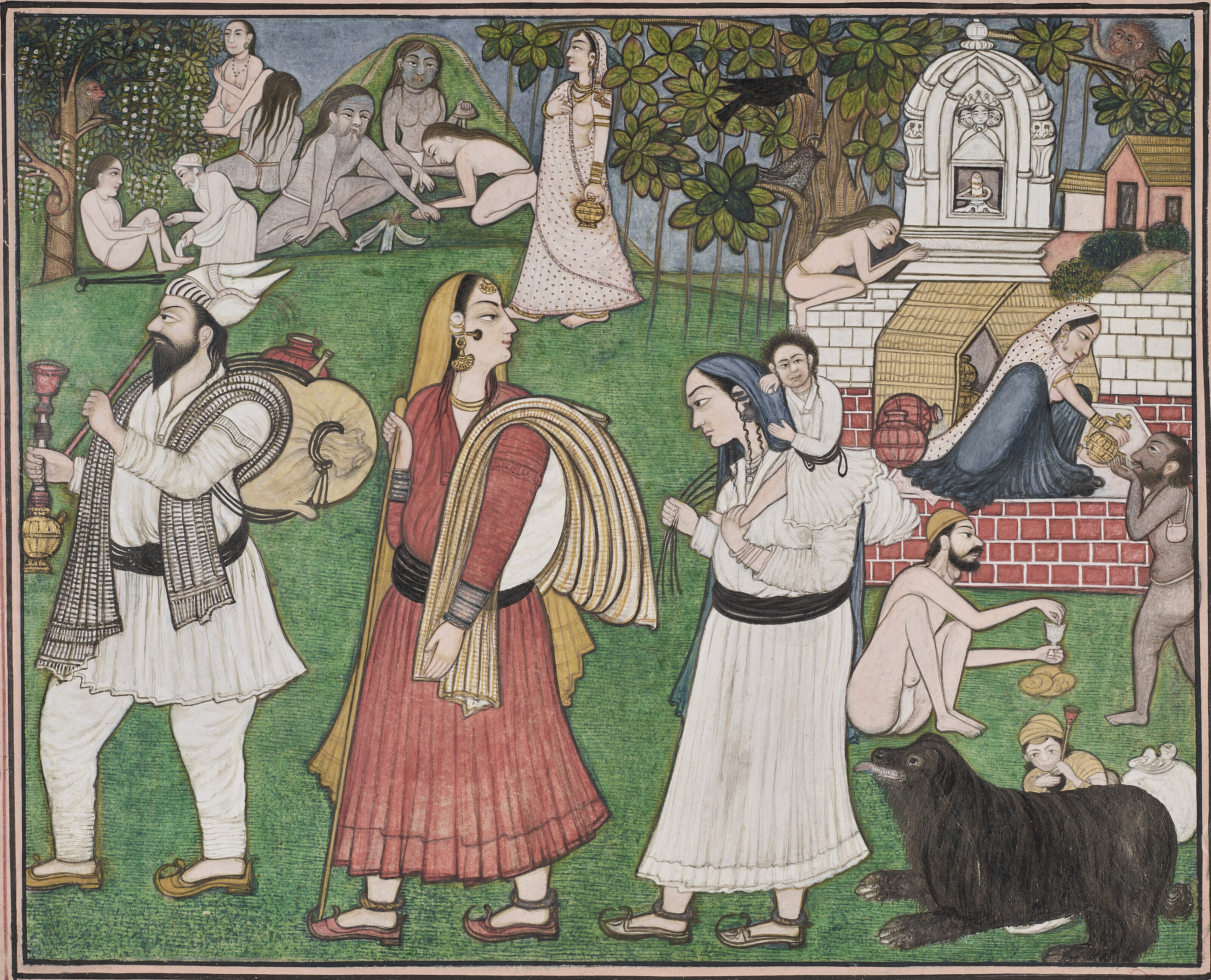 A PAINTING OF GADDI TRIBES PEOPLE, INDIA, PAHARI, KANGRA
