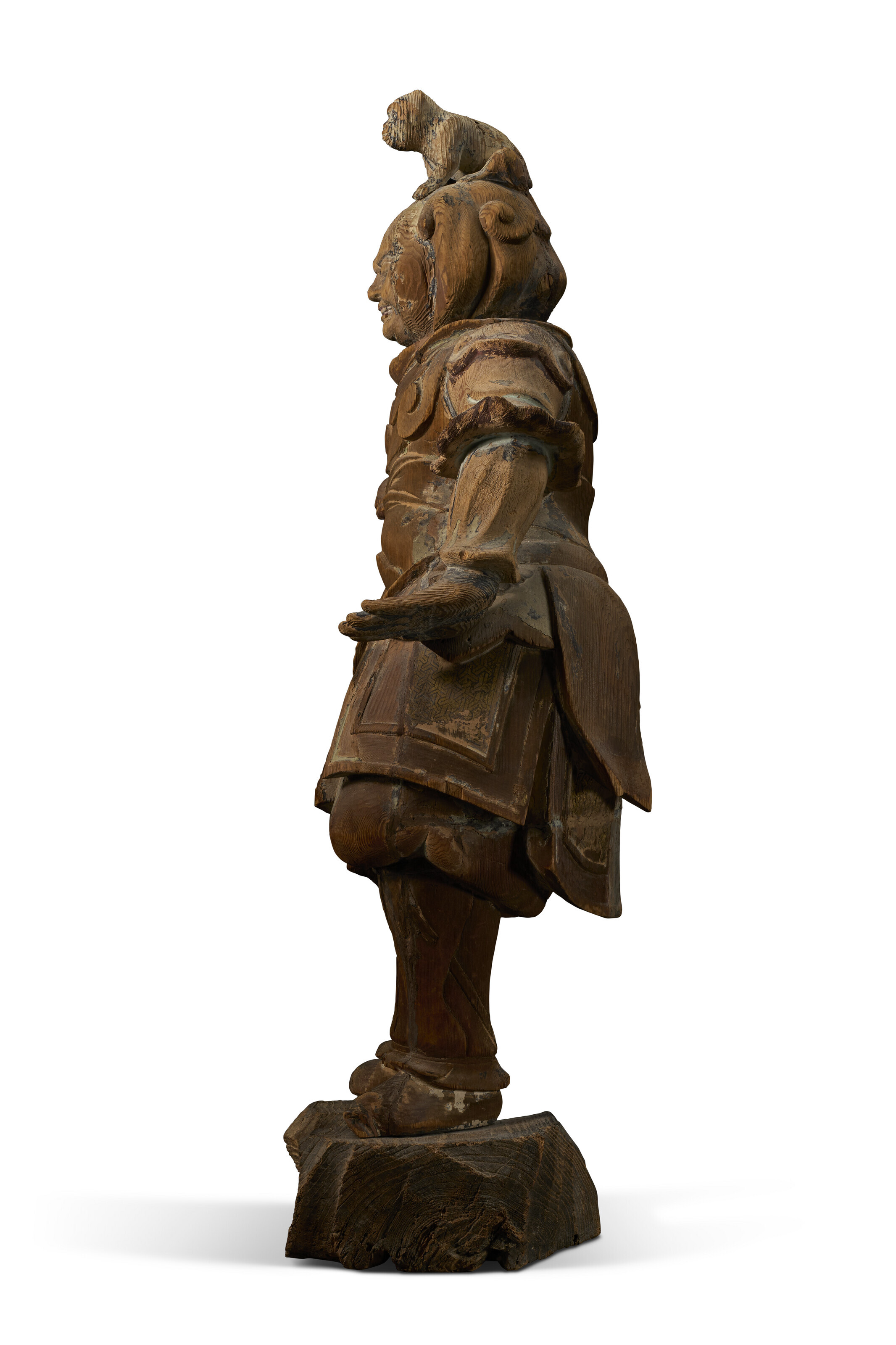 A WOOD SCULPTURE OF TEMPLE GUARDIAN, JAPAN, KAMAKURA PERIOD