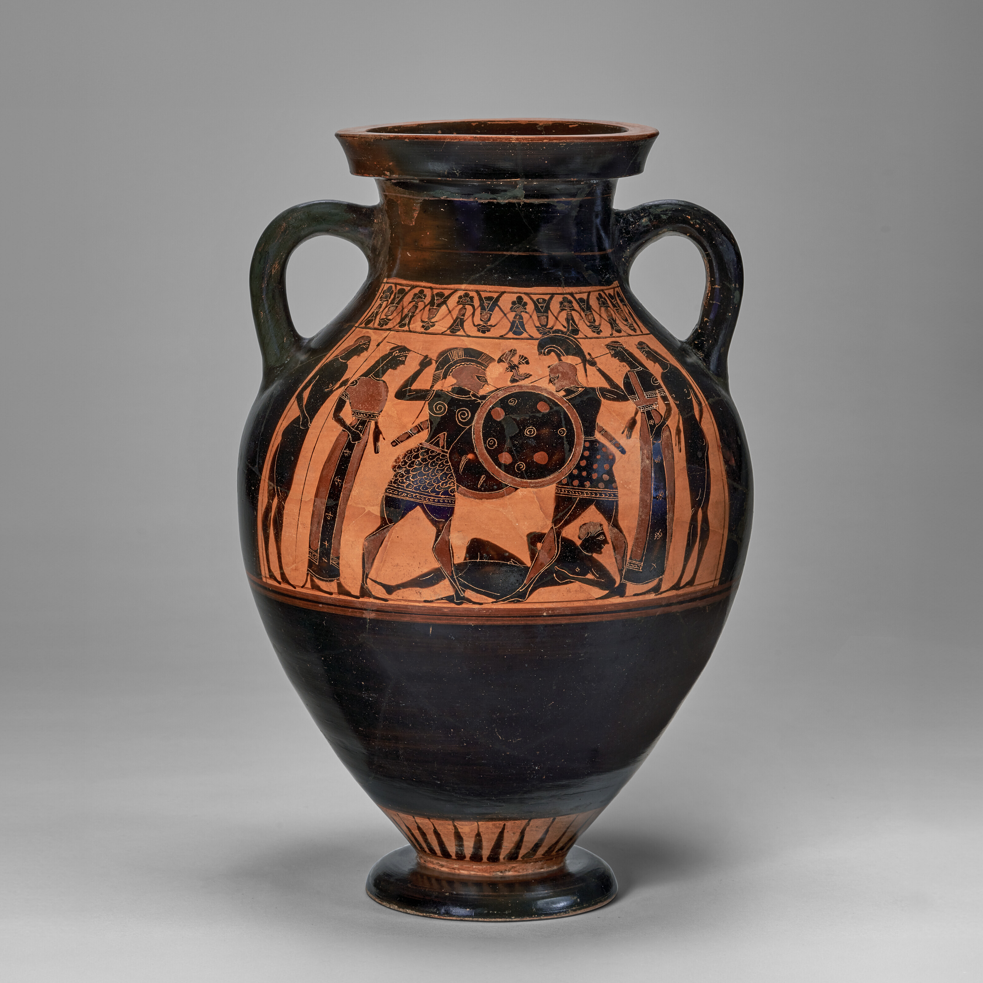 An attic black-figured amphora (Type B), attributed to the painter of the Nicosia Olpe, c. 540-530 BC, sold for $69,300 on 8 October 2024 at Christie's in New York