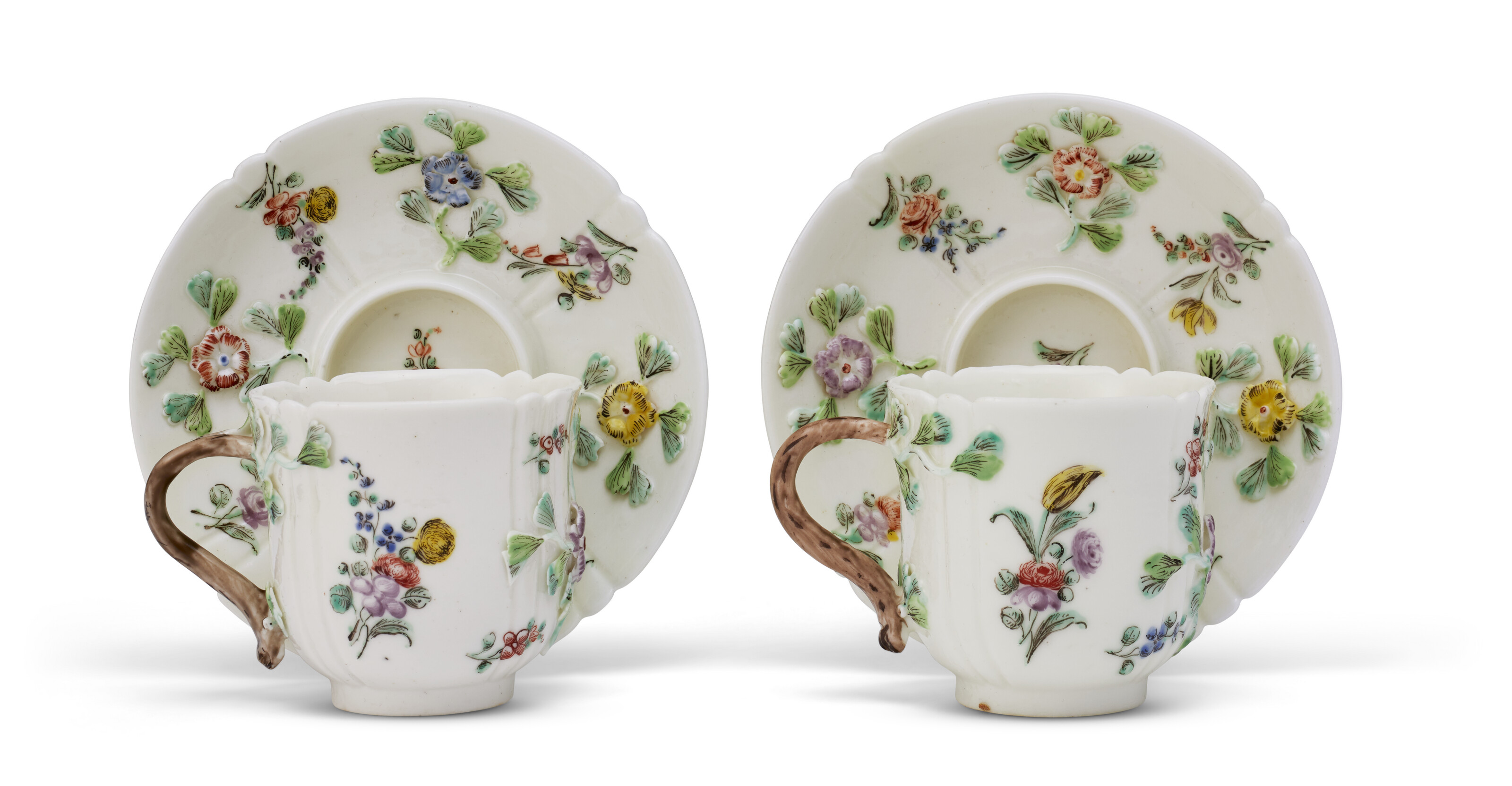 100％品質 SCEAUX A PORCELAIN 1750 CIRCA DEJEUNER, FLOWER-ENCRUSTED 西洋