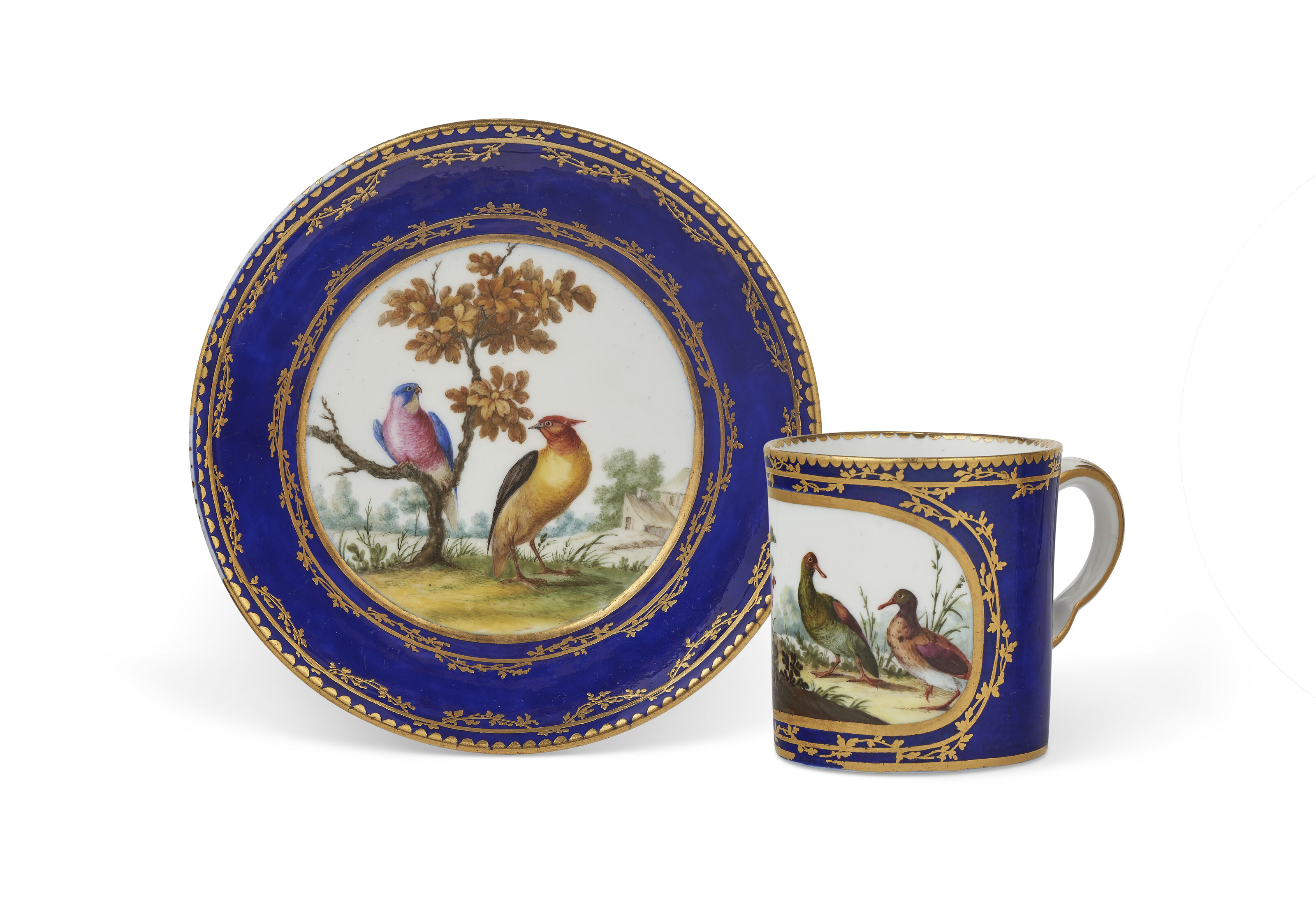 A SEVRES PORCELAIN 'BLEU LAPIS' CUP AND SAUCER (GOBELET LITRON ET