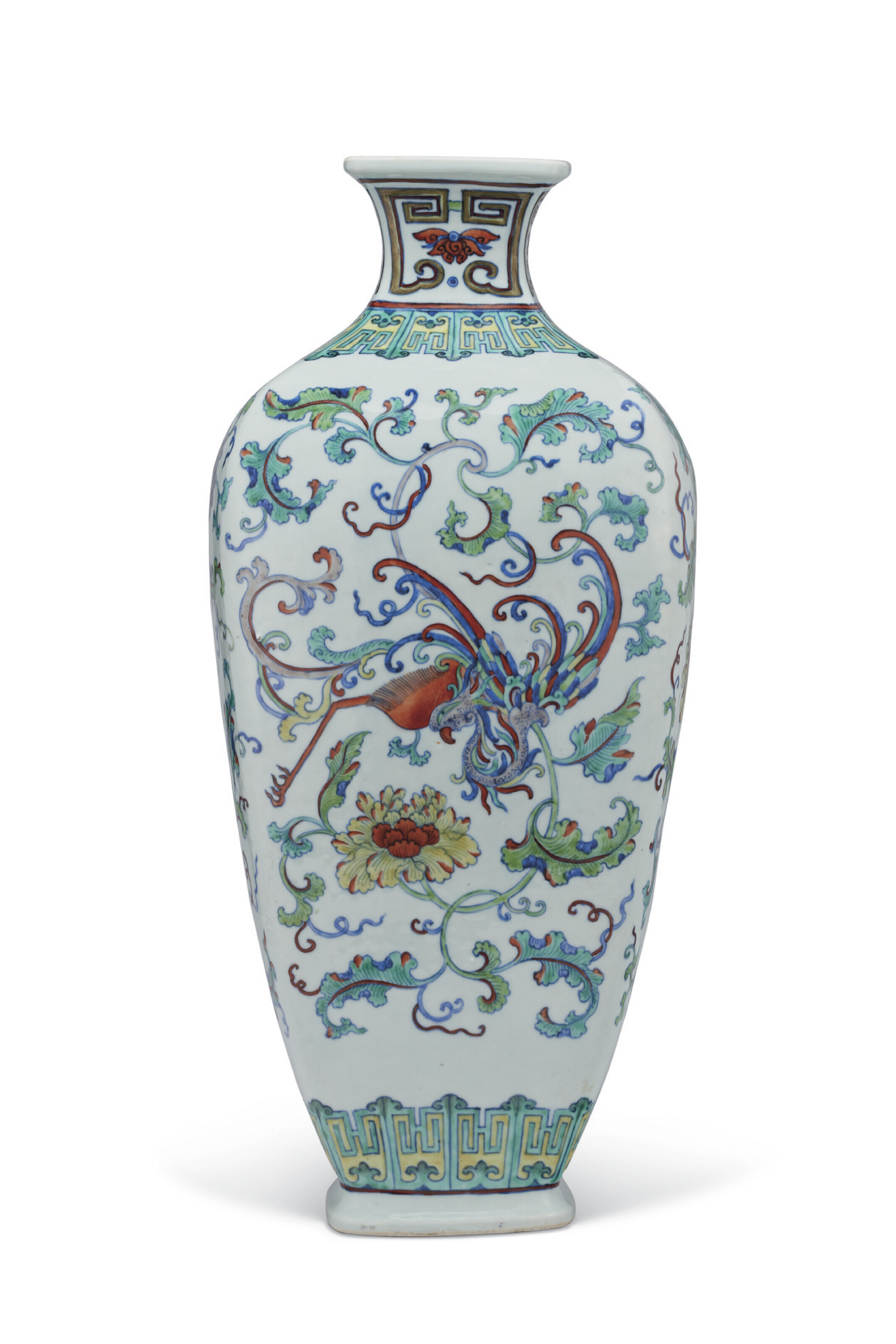 燕子石宝硯　王可臣 A RARE LARGE DOUCAI 'PHOENIX' VASE, 18TH CENTURY | Christie's