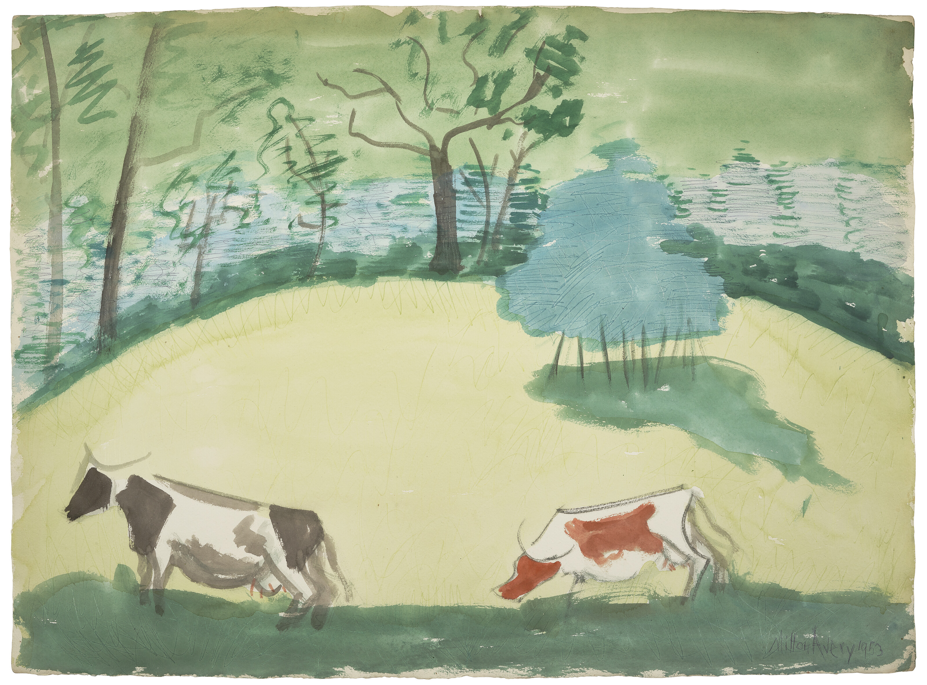 MILTON AVERY (1885-1965), Cows on Hillside | Christie's