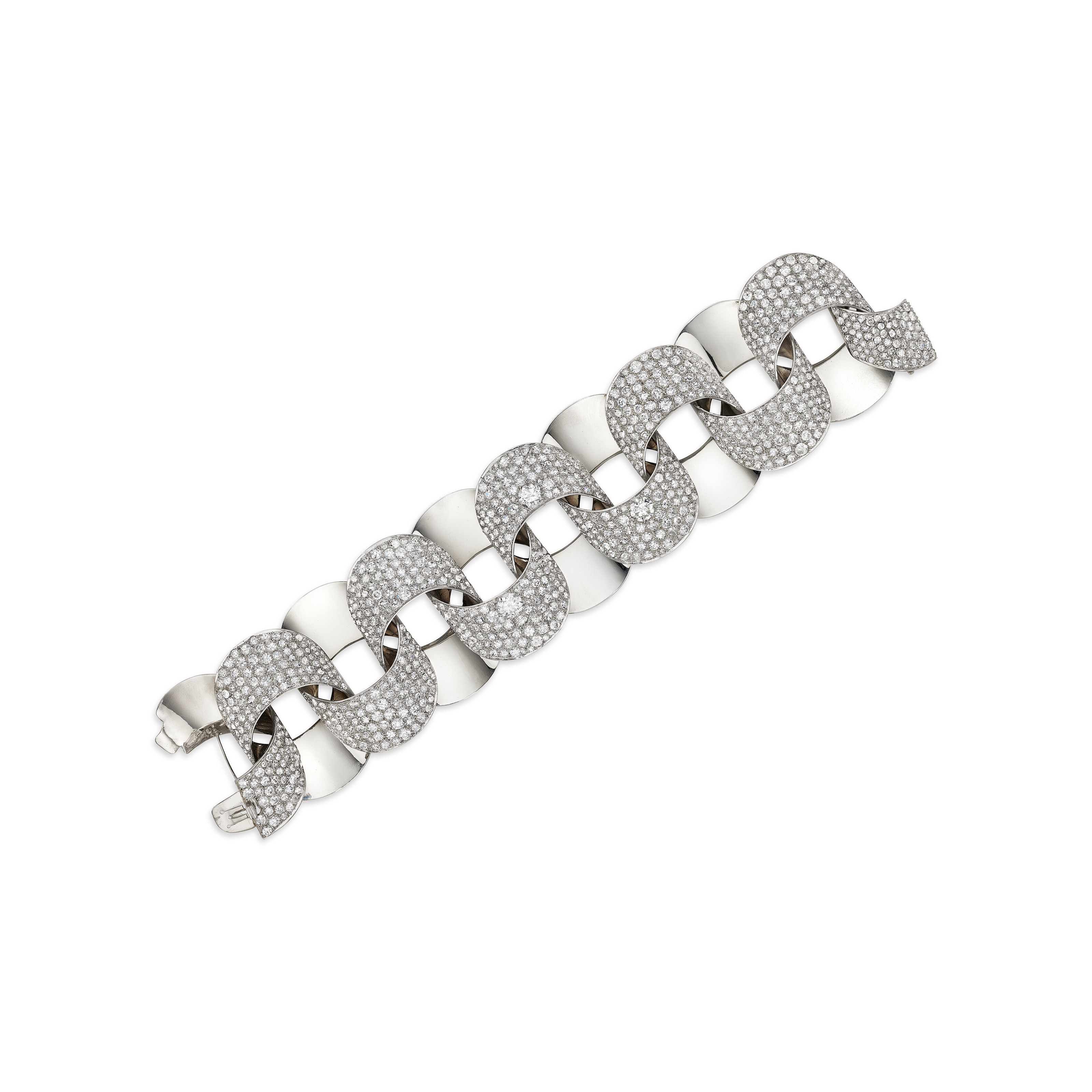 Suzanne Belperron. An exceptional diamond 'Tube' bracelet, circa 1948. Sold for $945,000 on 10 December 2024 at Christie's in New York