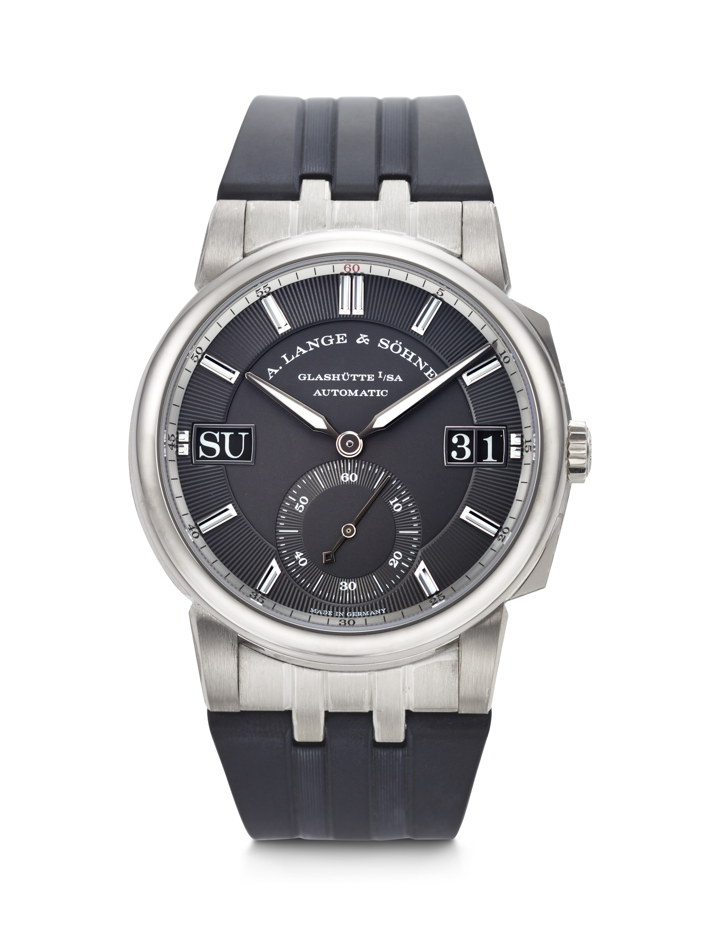 A. Lange and Sohne. An 18k white-gold automatic wristwatch with day and date, Odysseus model, circa 2021, sold for $32,760 on 9 December 2024 at Christie's in New York