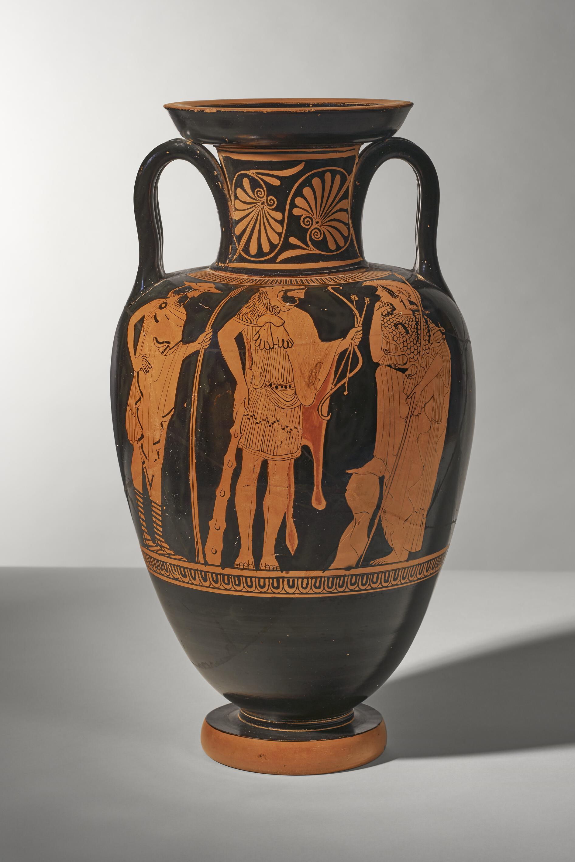 An Attic red-figured neck-amphora, attributed to the Nausicaa Painter, circa 450 B.C., sold for $554,400 on 9 April 2024 at Christie's in New York