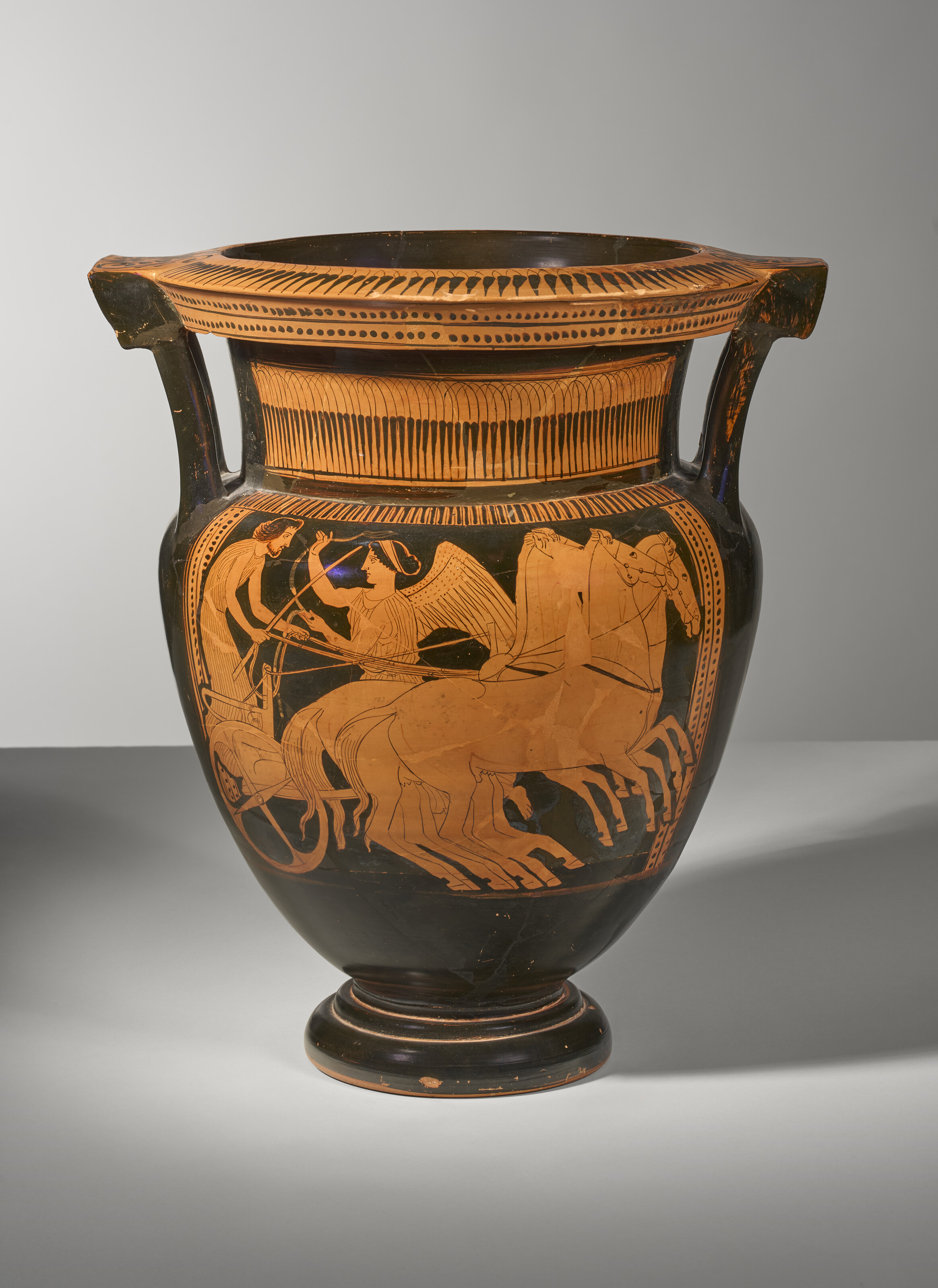An Attic red-figured column krater, attributed to the Naples Painter, circa 440-420 B.C., sold for $40,320 on 9 April 2024 at Christie's in New York