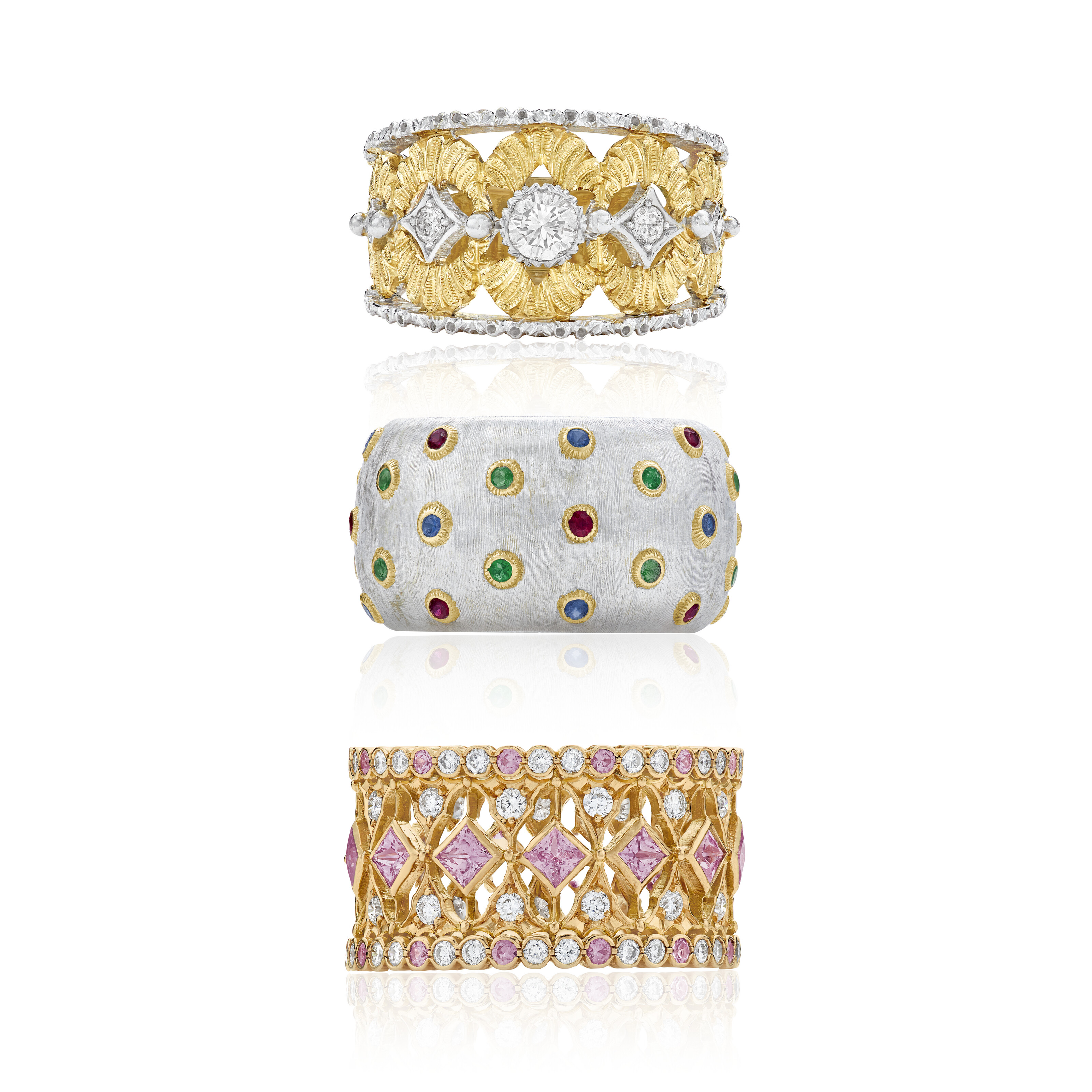 Catalog image of NO RESERVE | BUCCELLATI GROUP OF DIAMOND AND MULTI-GEM RINGS