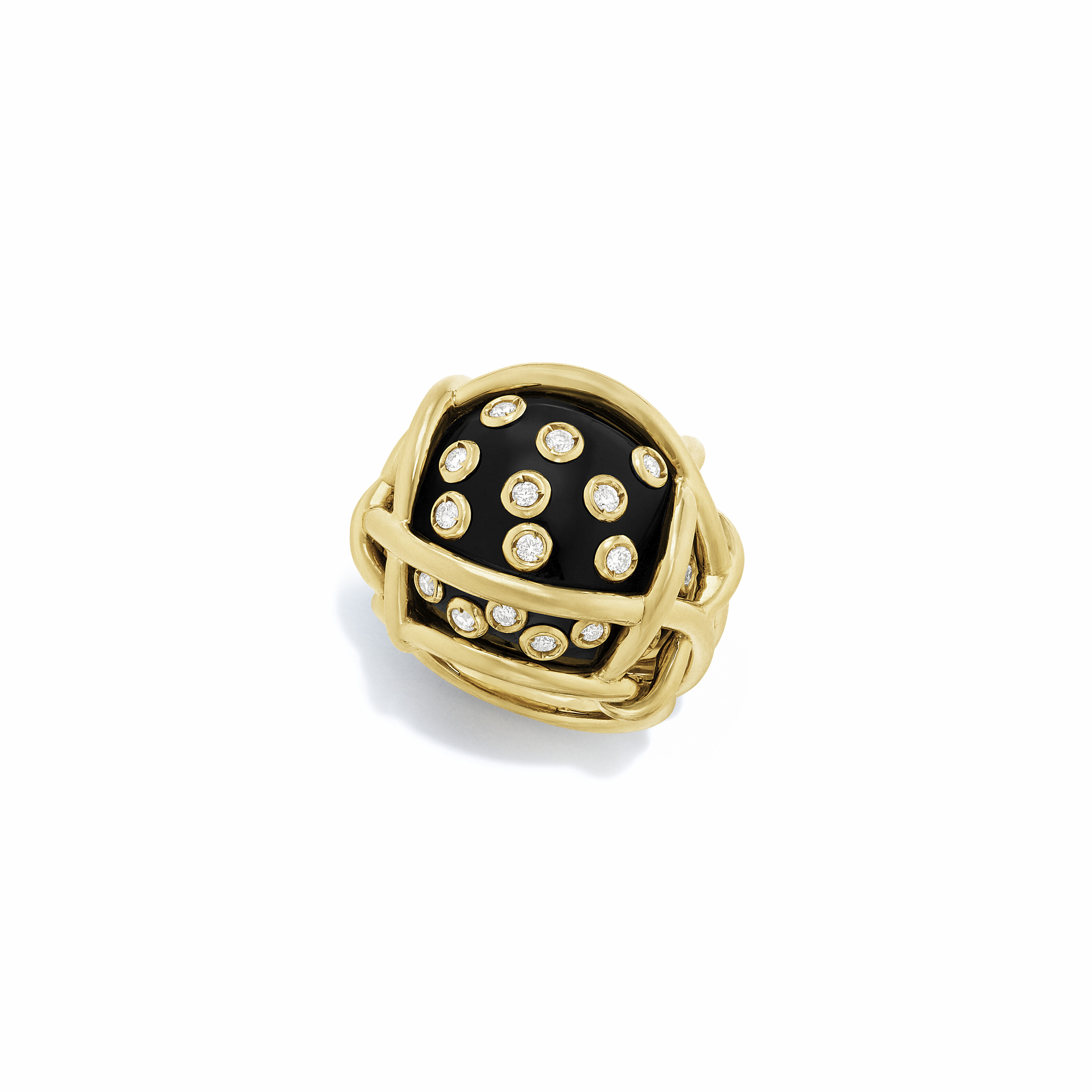 Catalog image of NO RESERVE | VERDURA BLACK JADE AND DIAMOND 'POLKA DOT' RING