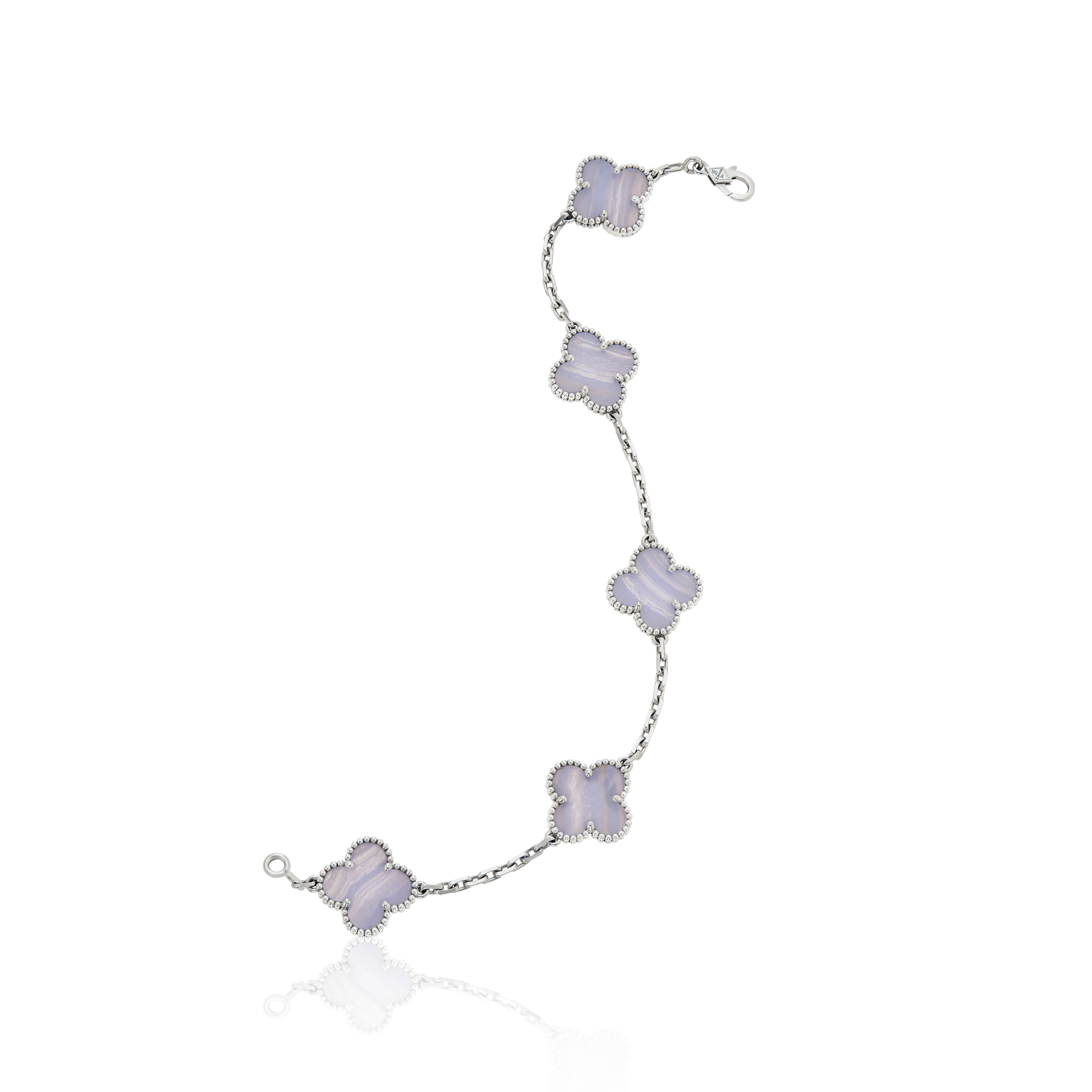 VAN CLEEF ARPELS SET OF CHALCEDONY 'VINTAGE ALHAMBRA' JEWELRY