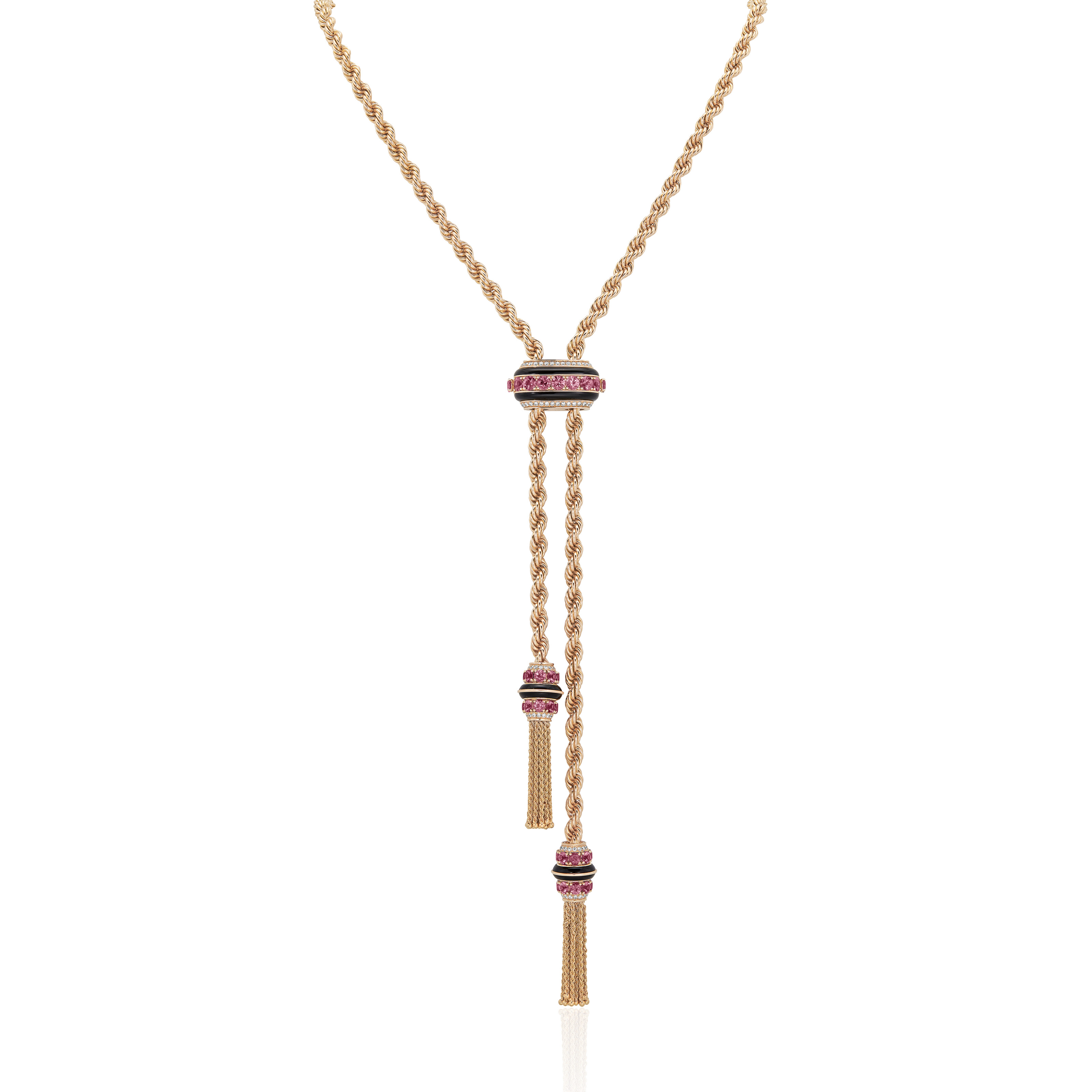 VAN CLEEF & ARPELS PINK TOURMALINE, ONYX AND DIAMOND 'LIANE