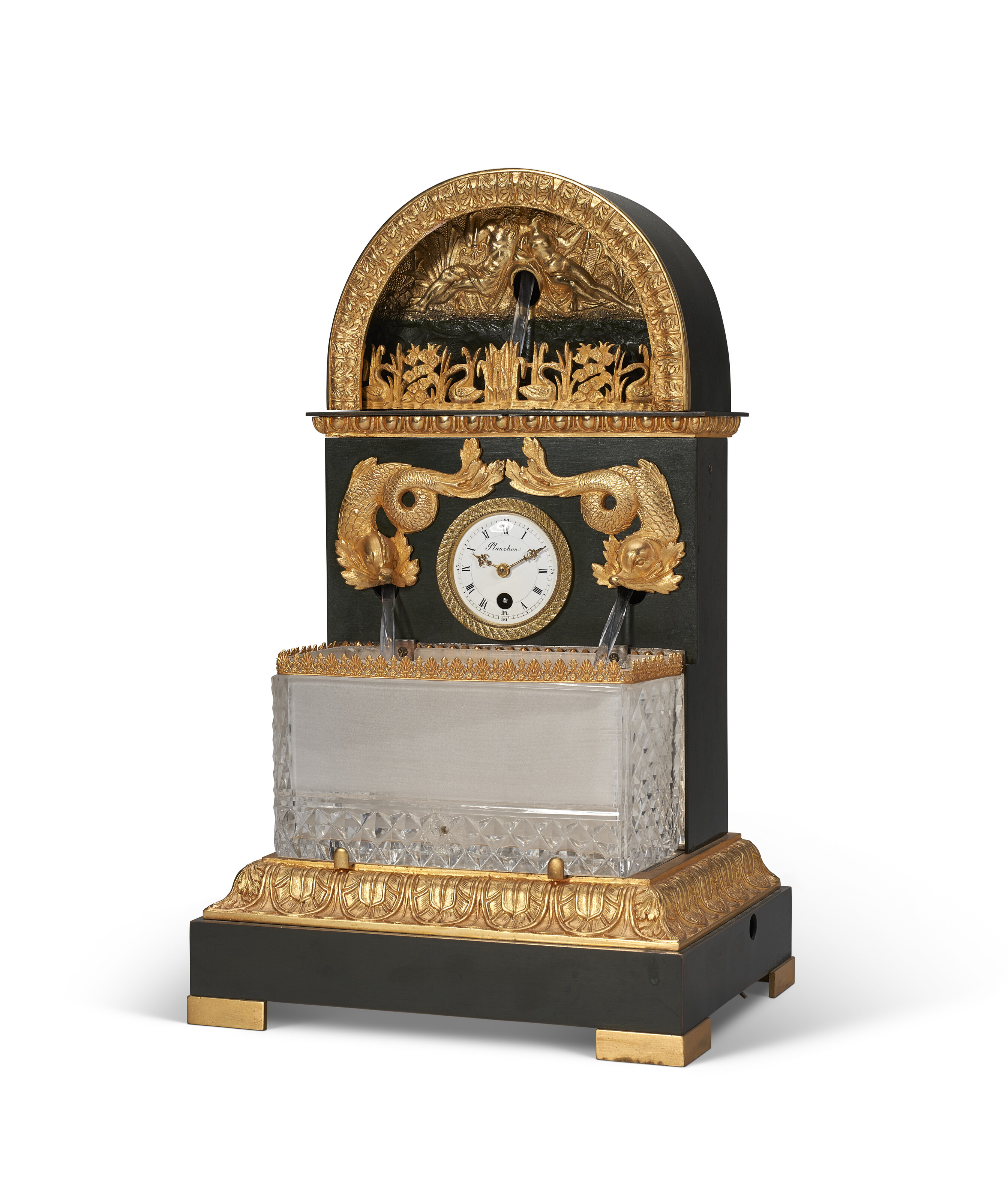 A FRENCH ORMOLU AND PATINATED BRONZE MANTEL CLOCK, SECOND HALF