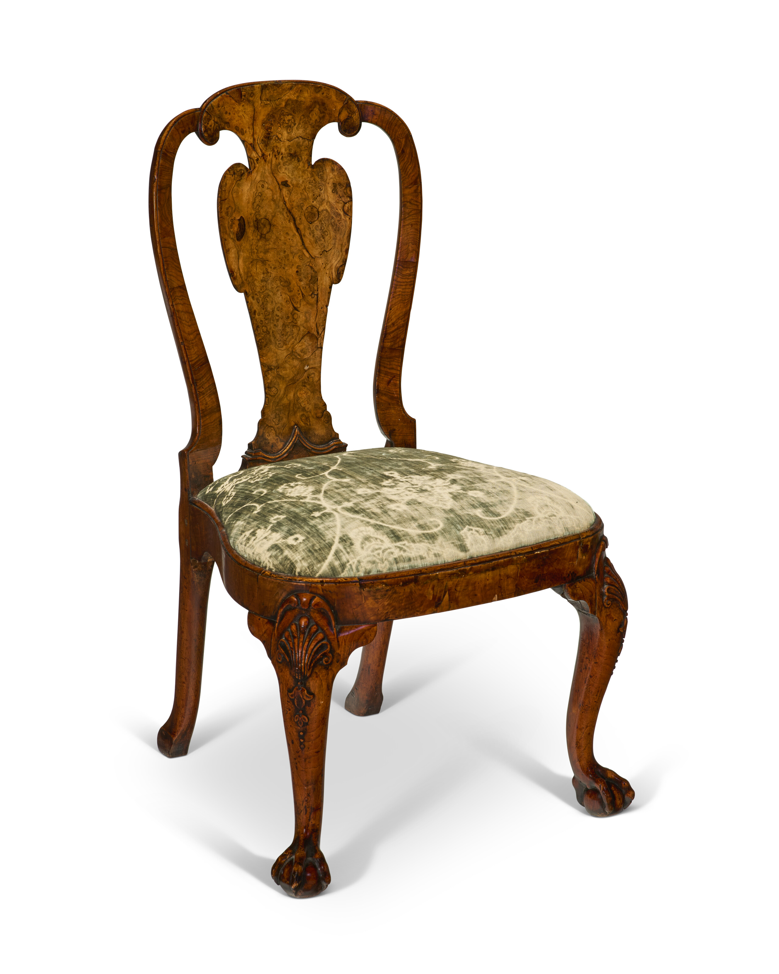 A Pair of Presumably French Walnut Side Chairs