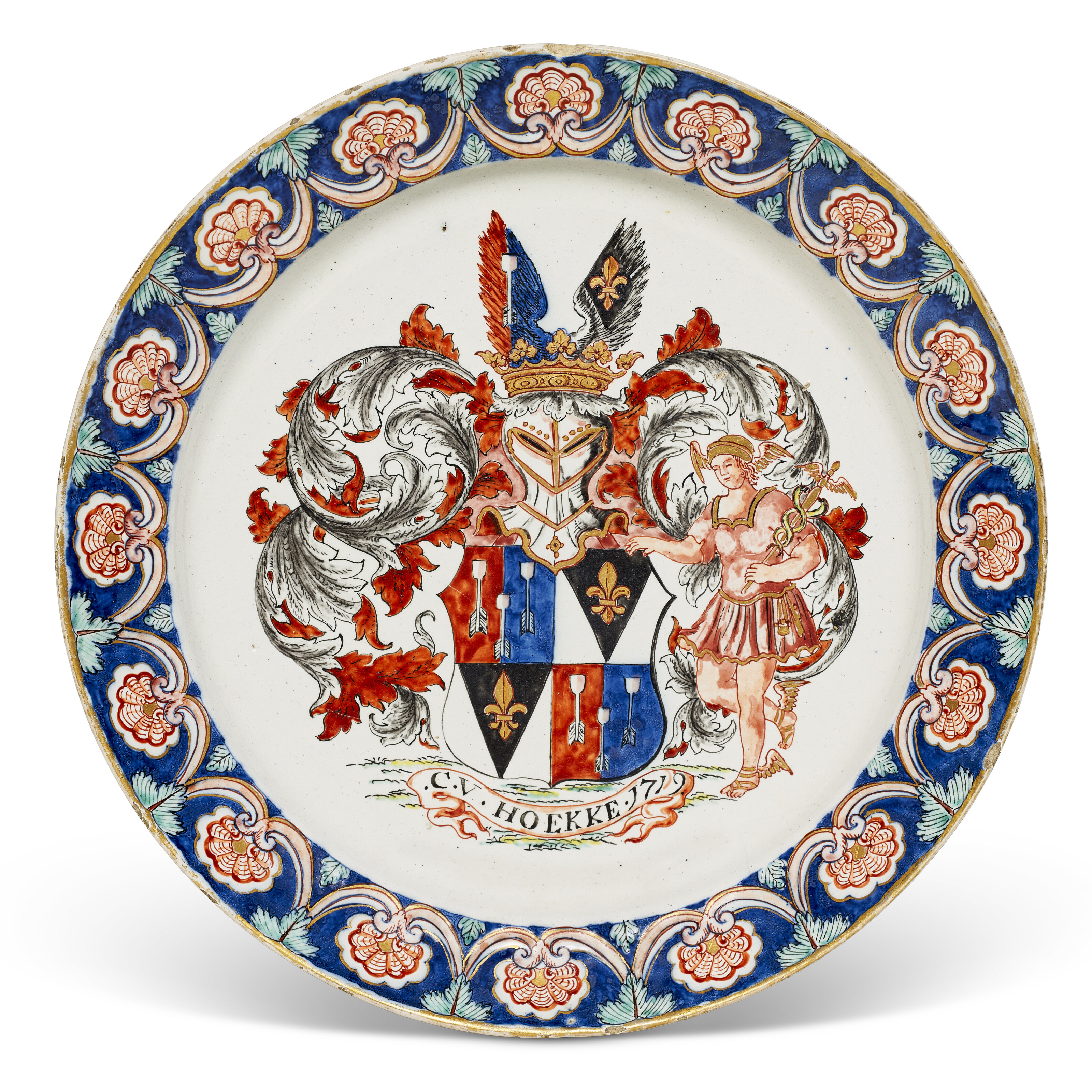 An English Covered Tureen on Stand Having an Armorial Crest