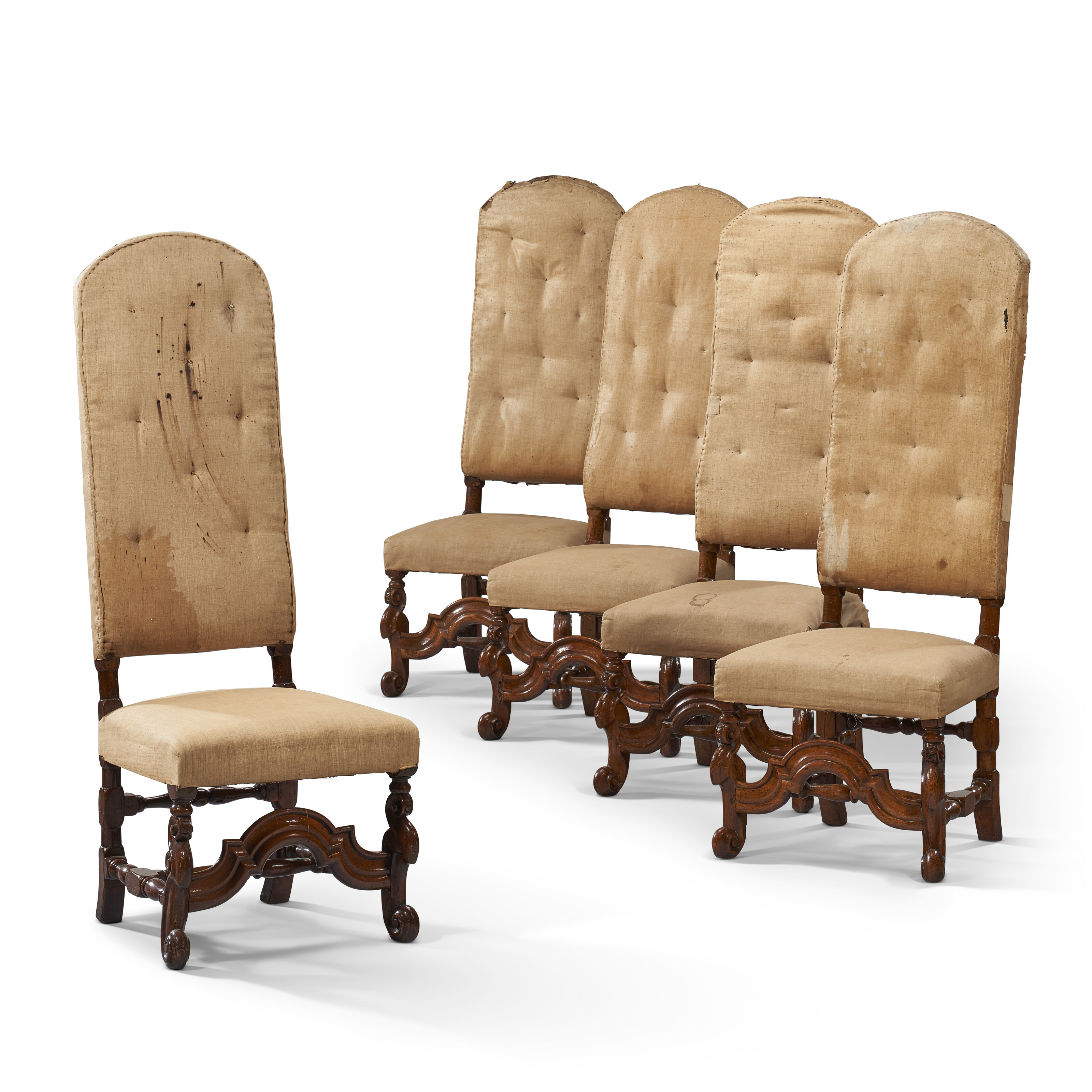 A SET OF FIVE WILLIAM AND MARY WALNUT SIDE CHAIRS, CIRCA 1690