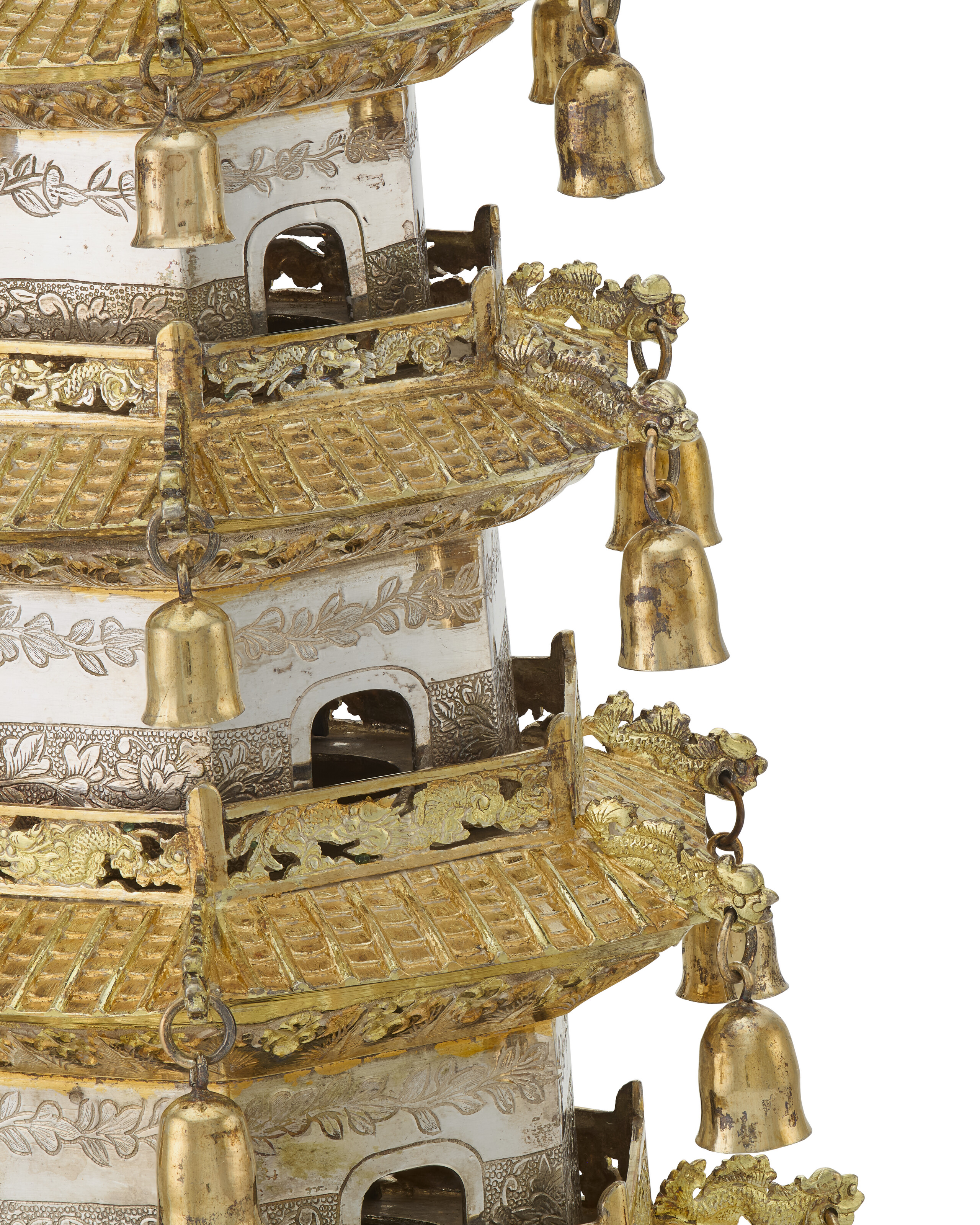 A CHINESE EXPORT PARCEL-GILT SILVER PRESENTATION MODEL OF A PAGODA, MARK OF  CUM WO, HONG KONG, LATE 19TH CENTURY | Christie's