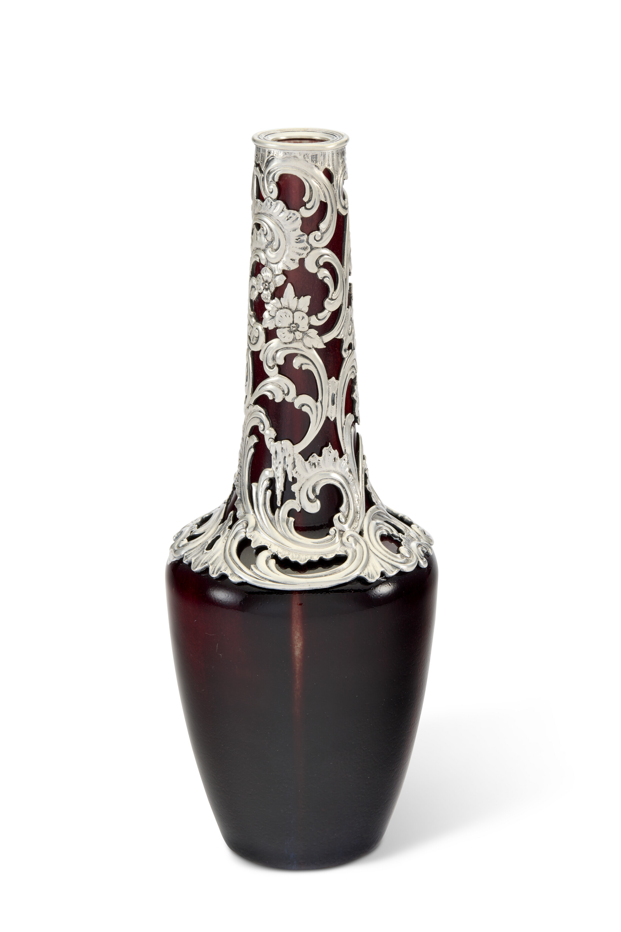 A SILVER-MOUNTED CERAMIC VASE, BY FABERGÉ, WORKMASTER JULIUS RAPPOPORT ...