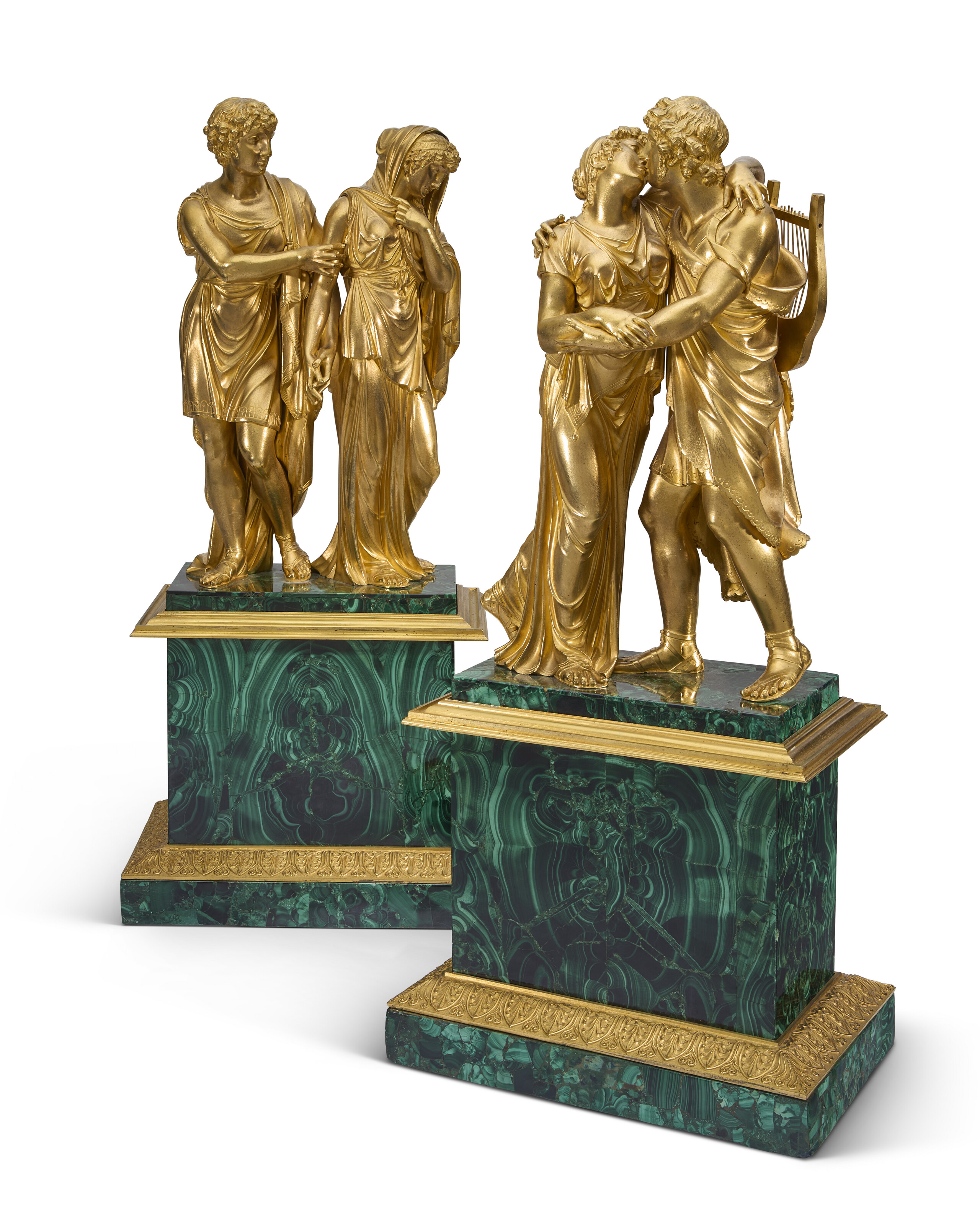 19th Century French Gilt Tole Urn Depicting Orpheus