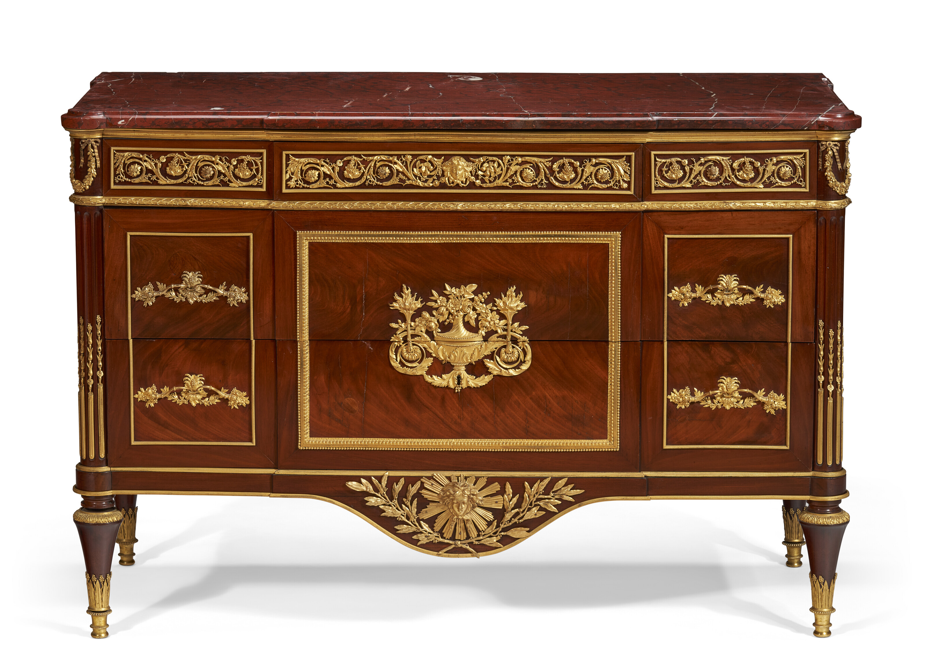 Late Louis XVI Three Drawer Mahogany Commode