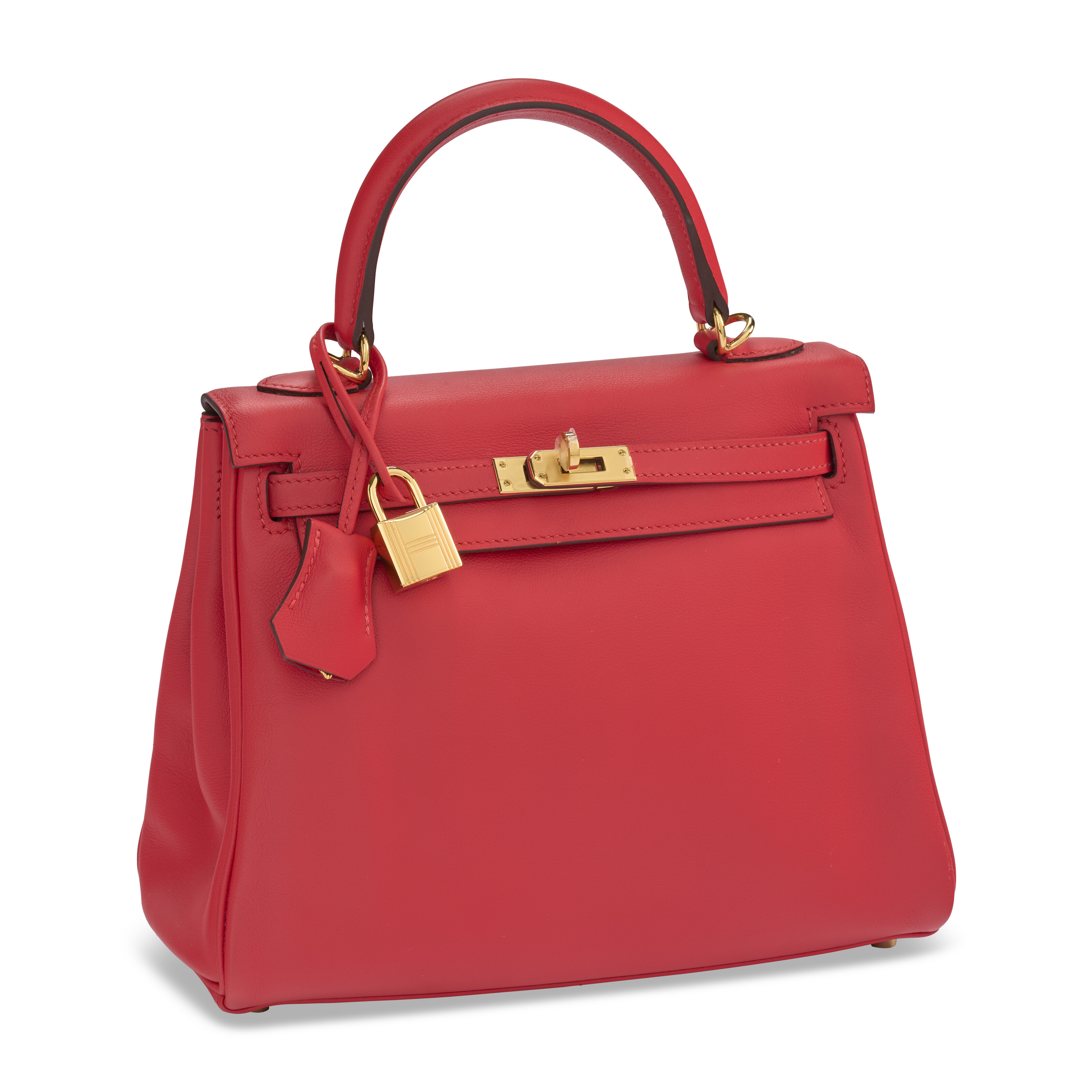 エルメス　エルメスレッド レザー ポインテッドトゥ ハイヒール　40 A ROUGE PIVOINE SWIFT LEATHER RETOURNÉ KELLY 25 WITH GOLD HARDWARE