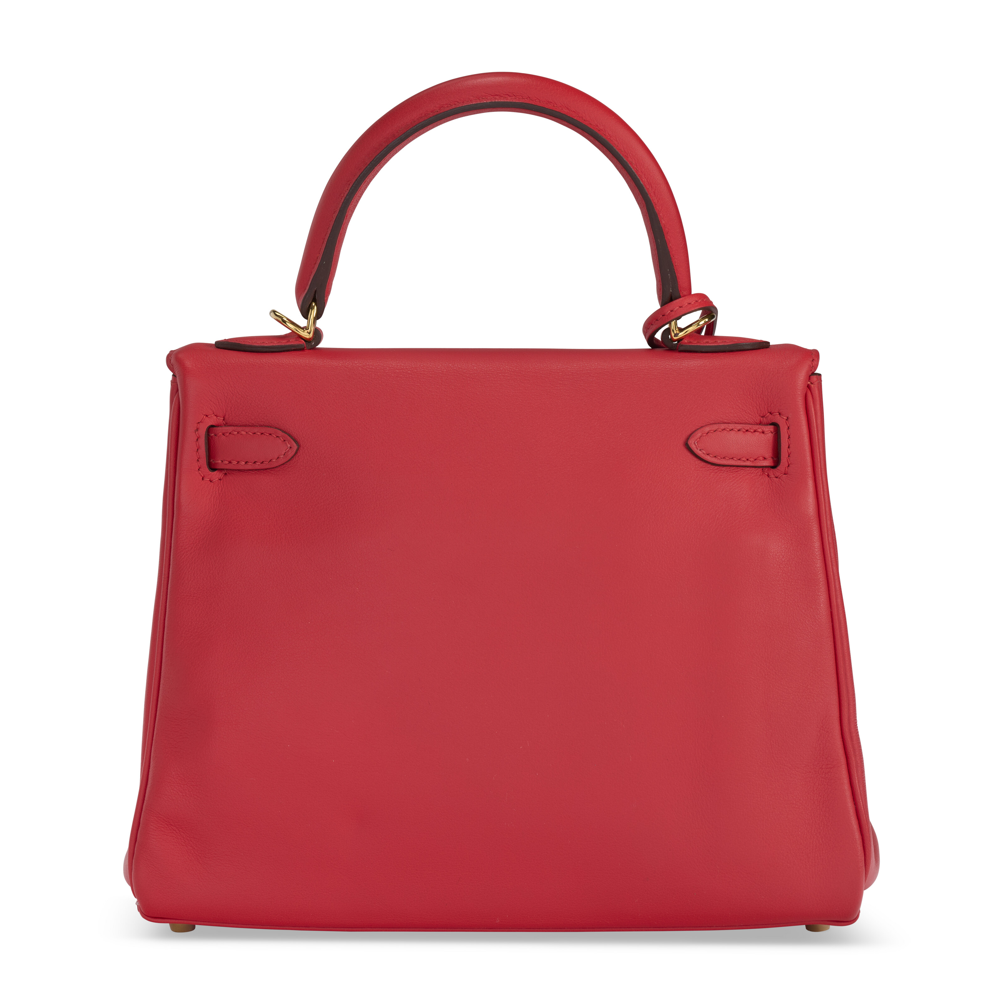 A ROUGE PIVOINE SWIFT LEATHER RETOURNÉ KELLY 25 WITH GOLD HARDWARE