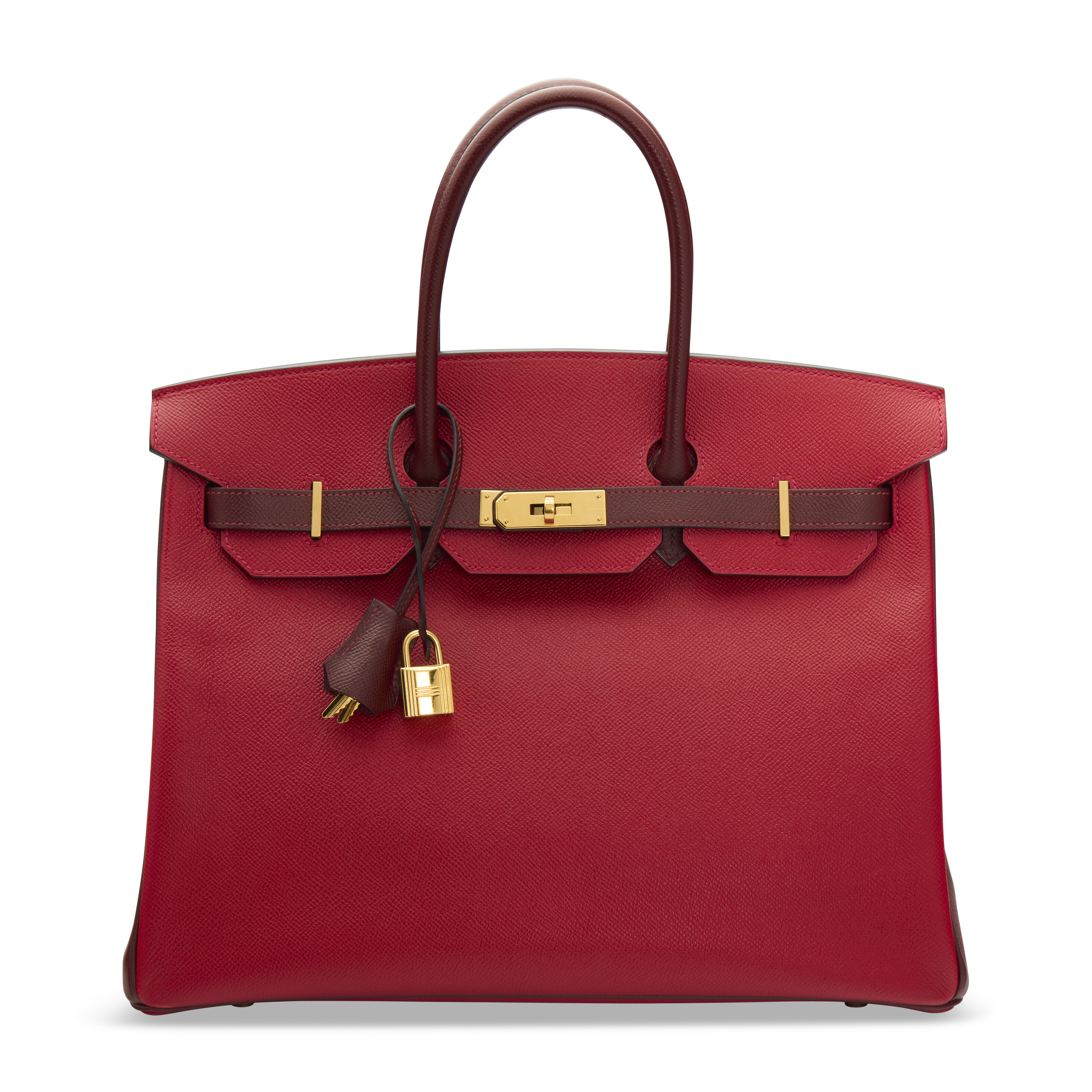 A CUSTOM ROUGE CASAQUE & ROUGE H EPSOM LEATHER BIRKIN 35 WITH GOLD ...