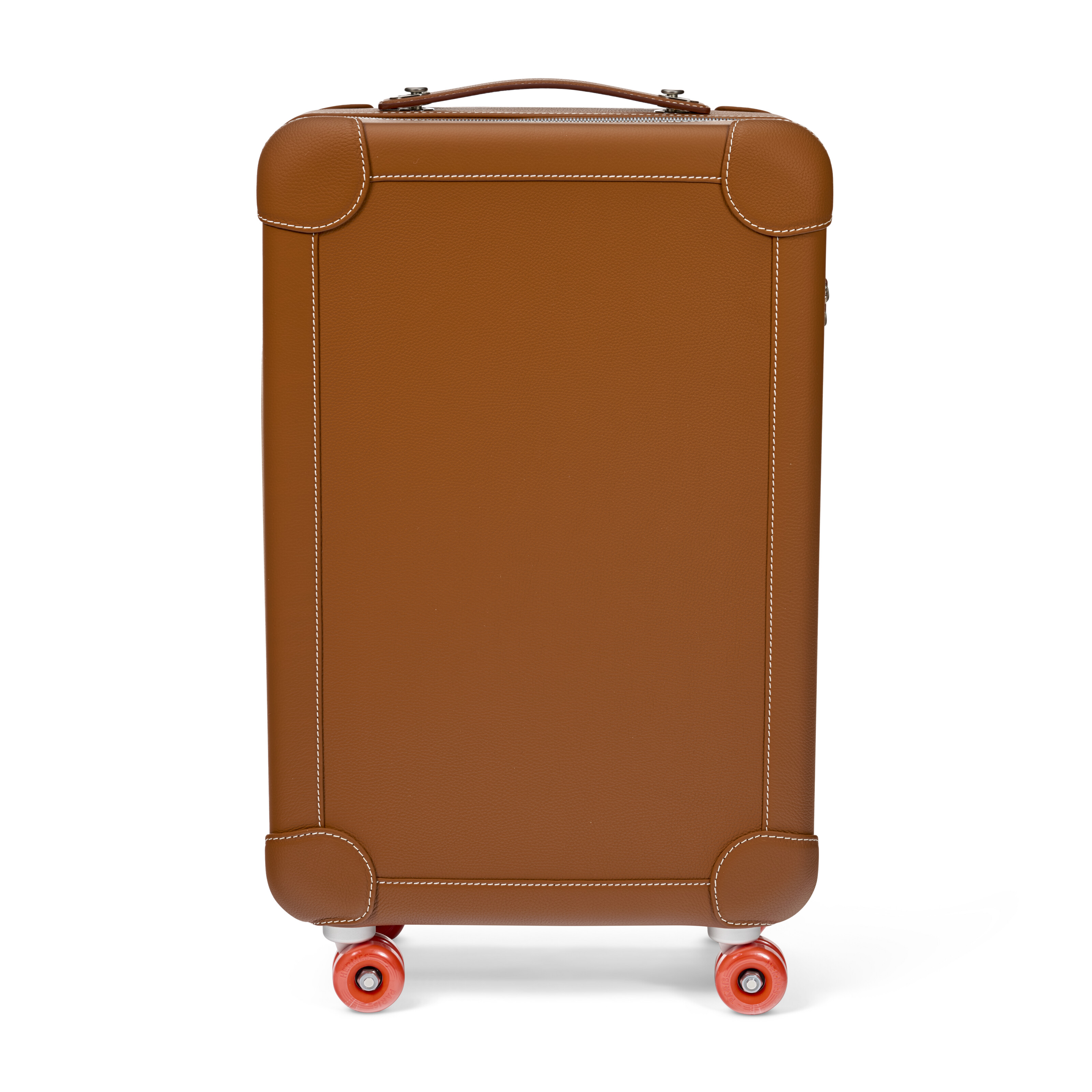 A FAUVE TAURILLON RÉGATE LEATHER R.M.S CABIN ROLLING TROLLEY