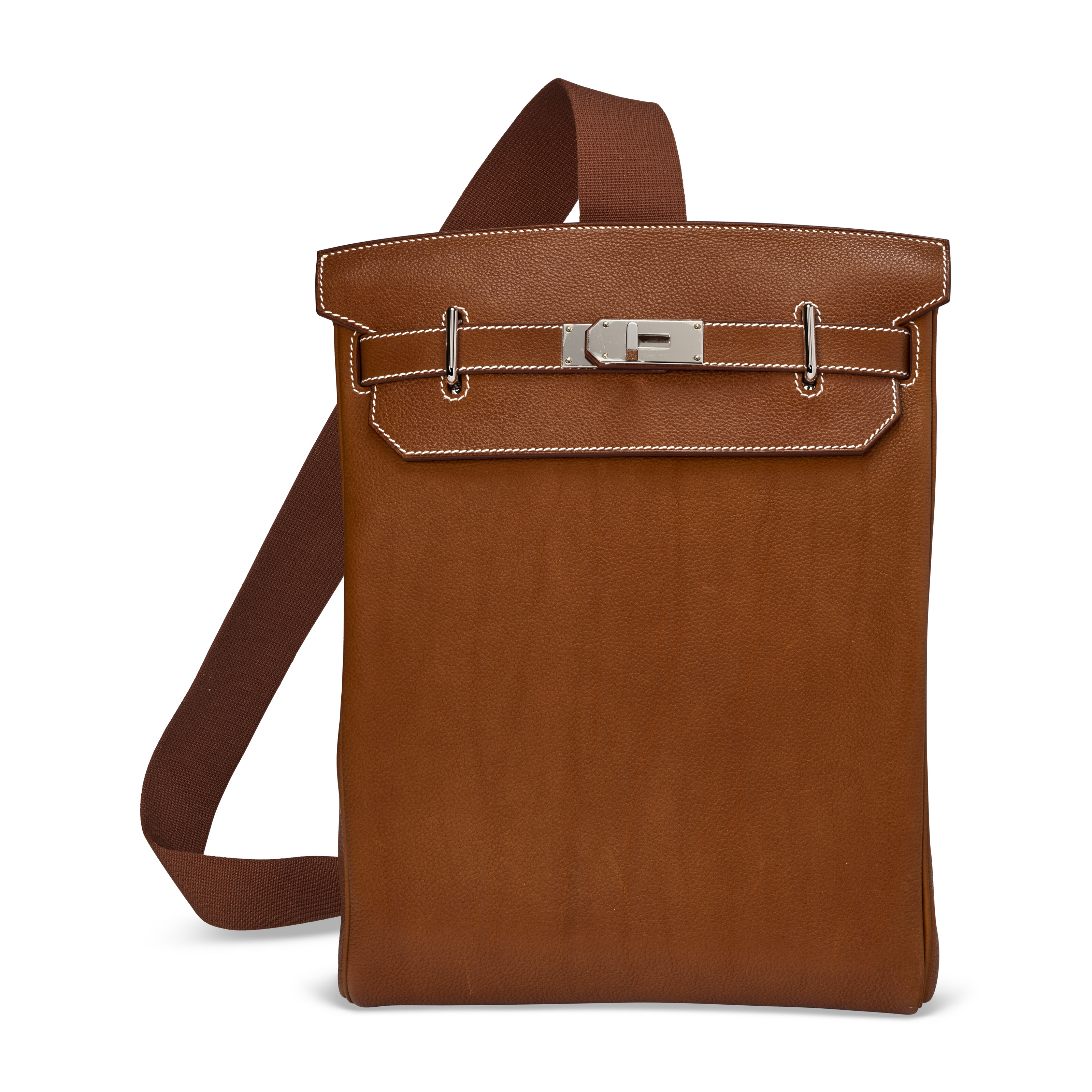 A FAUVE BARENIA FAUBOURG LEATHER HAC A DOS GM WITH PALLADIUM