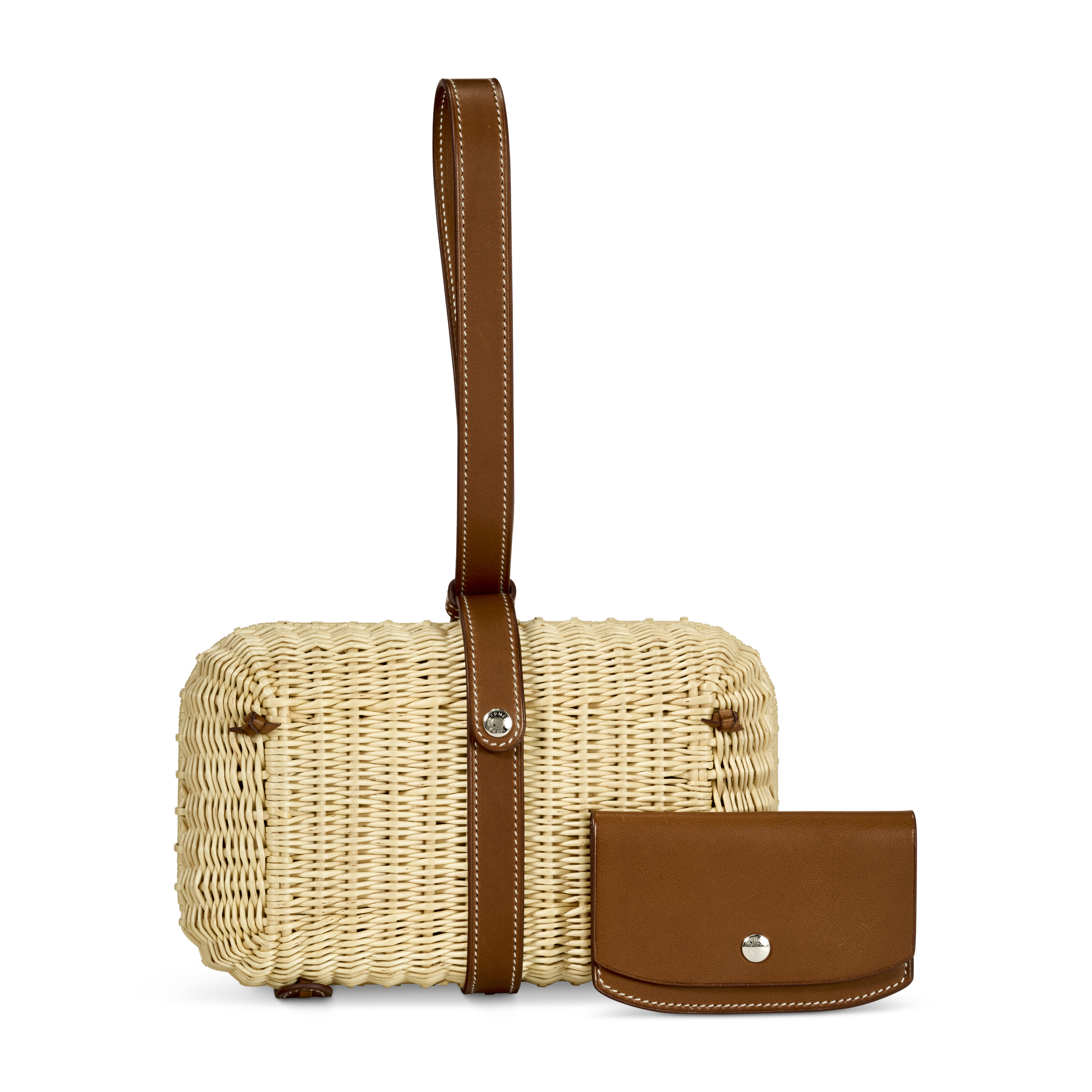 A LIMITED EDITION FAUVE BARÉNIA LEATHER & OSIER WICKER PICNIC