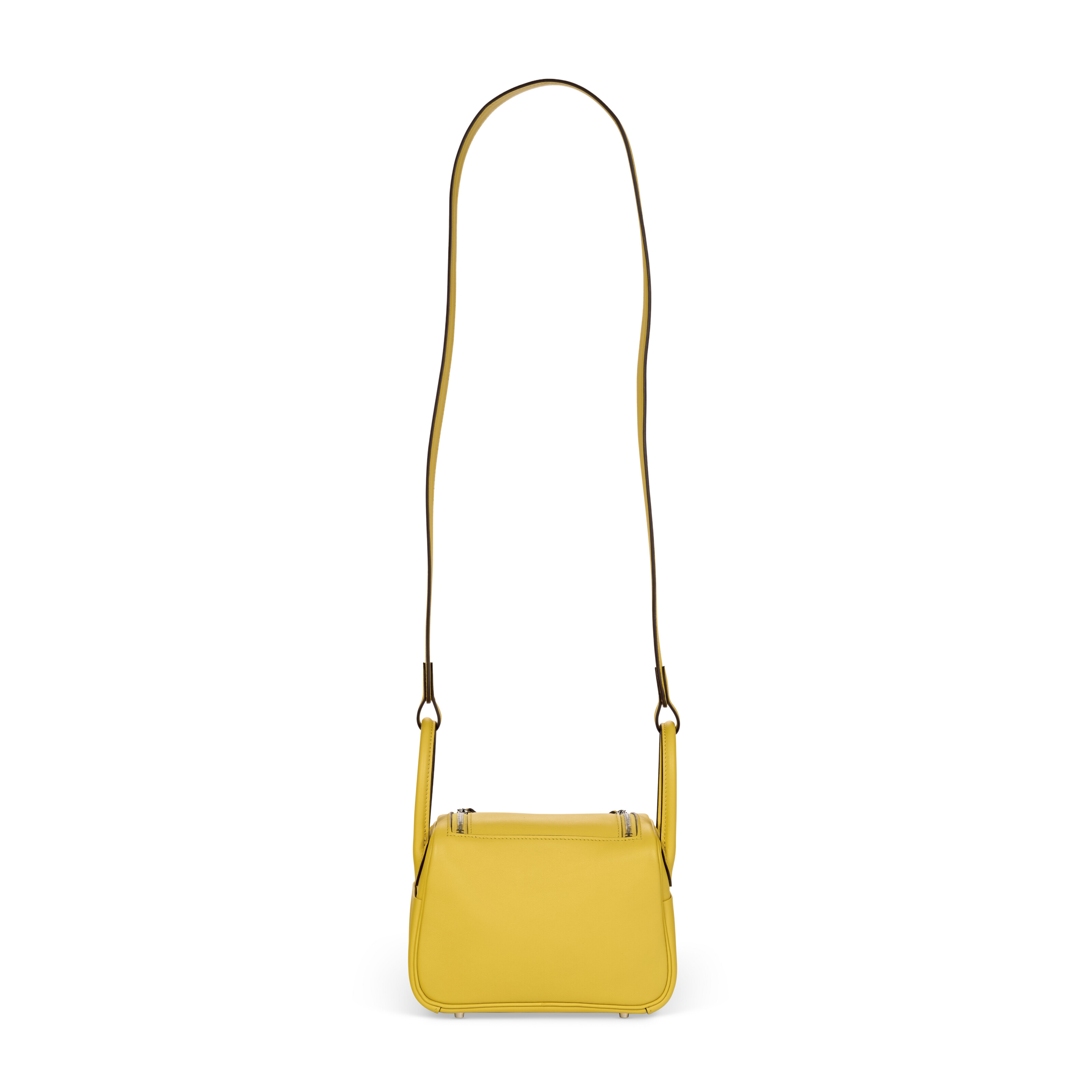 A JAUNE DE NAPLES SWIFT LEATHER MINI LINDY WITH PALLADIUM HARDWARE