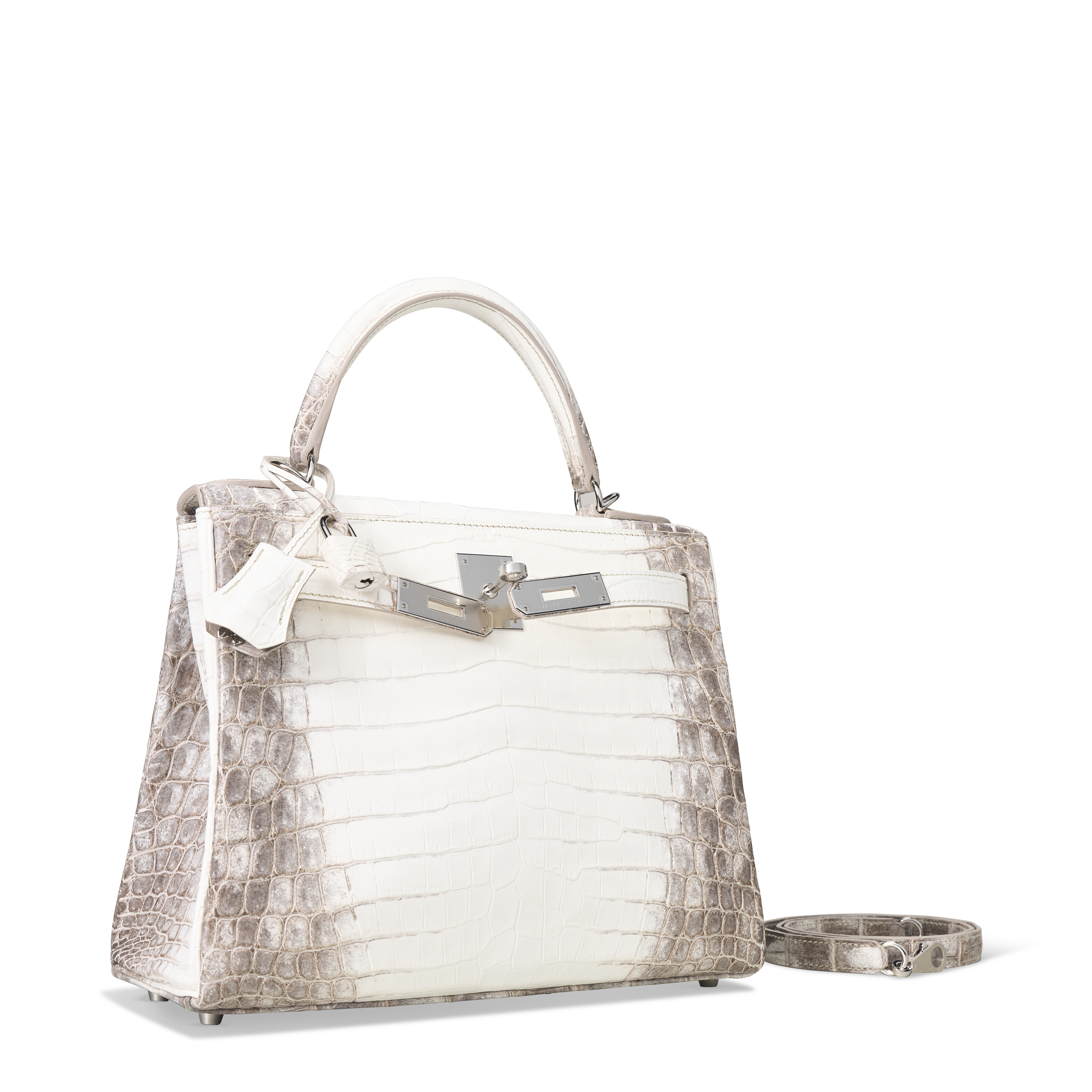 A RARE, MATTE WHITE HIMALAYA NILOTICUS CROCODILE RETOURNÉ KELLY 28