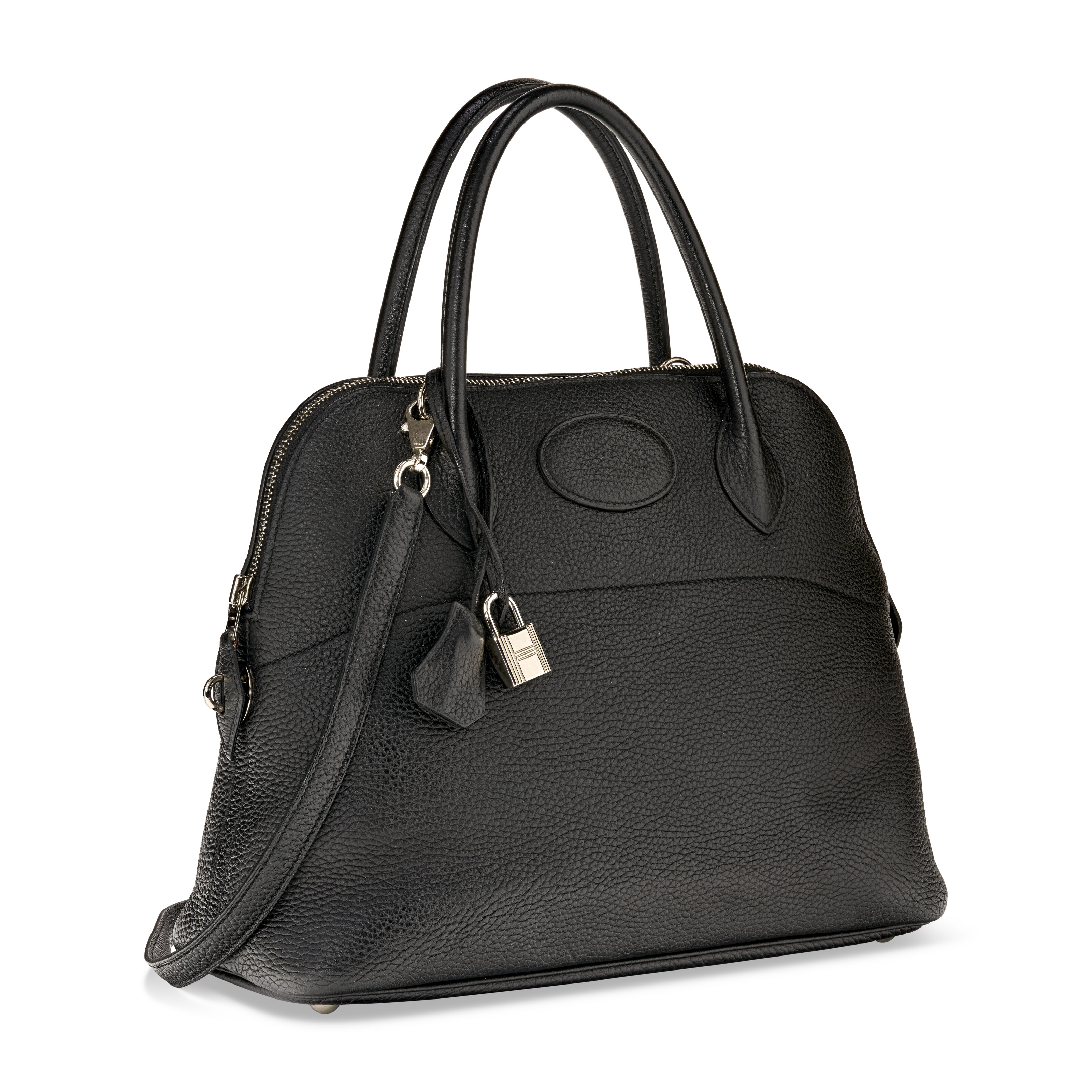A BLACK CLÉMENCE LEATHER BOLIDE 31 WITH PALLADIUM HARDWARE