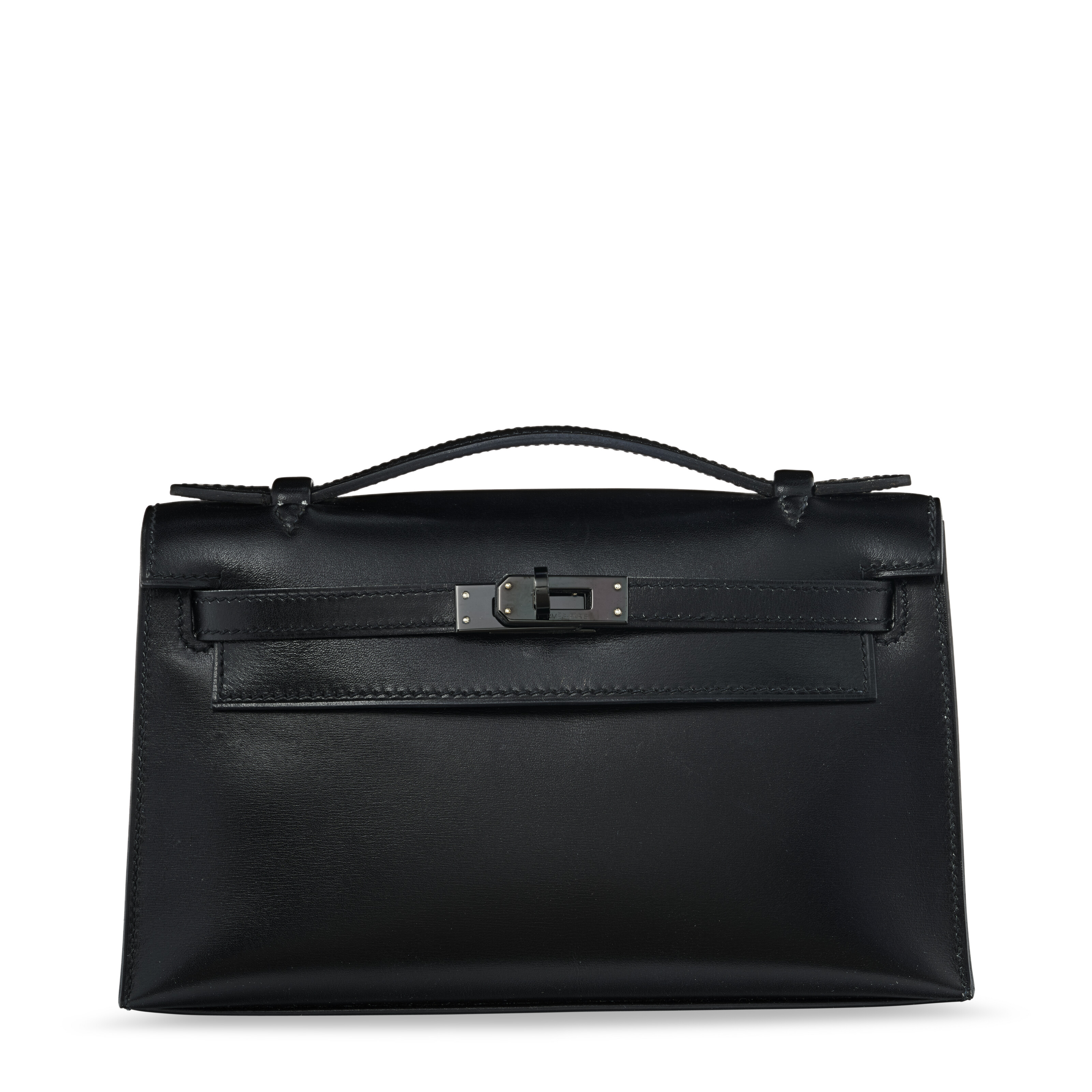 A CUSTOM BLACK & ROUGE VIF CALF BOX LEATHER RETOURNÉ KELLY 28 WITH