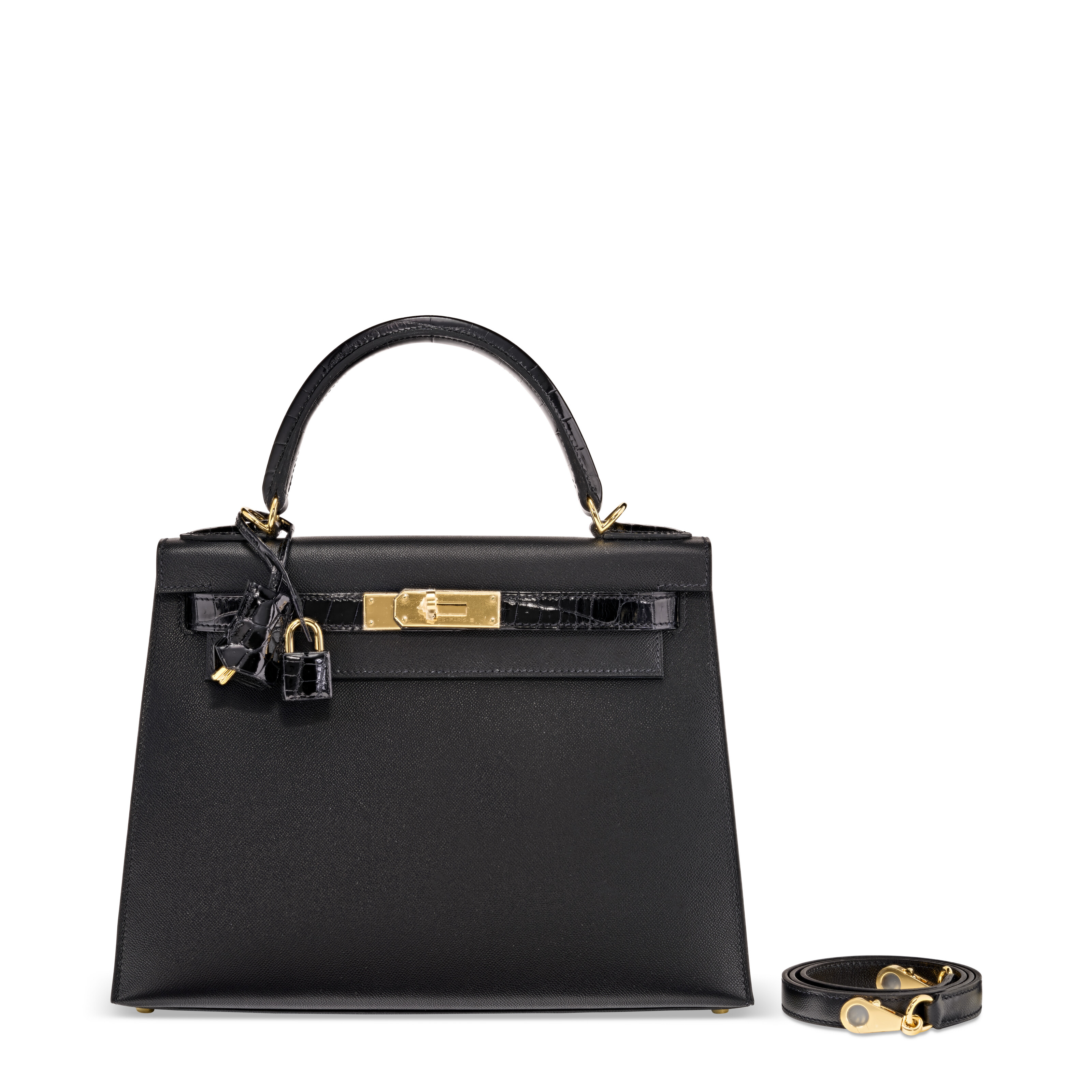 A LIMITED EDITION BLACK MADAME LEATHER AND SHINY NILOTICUS