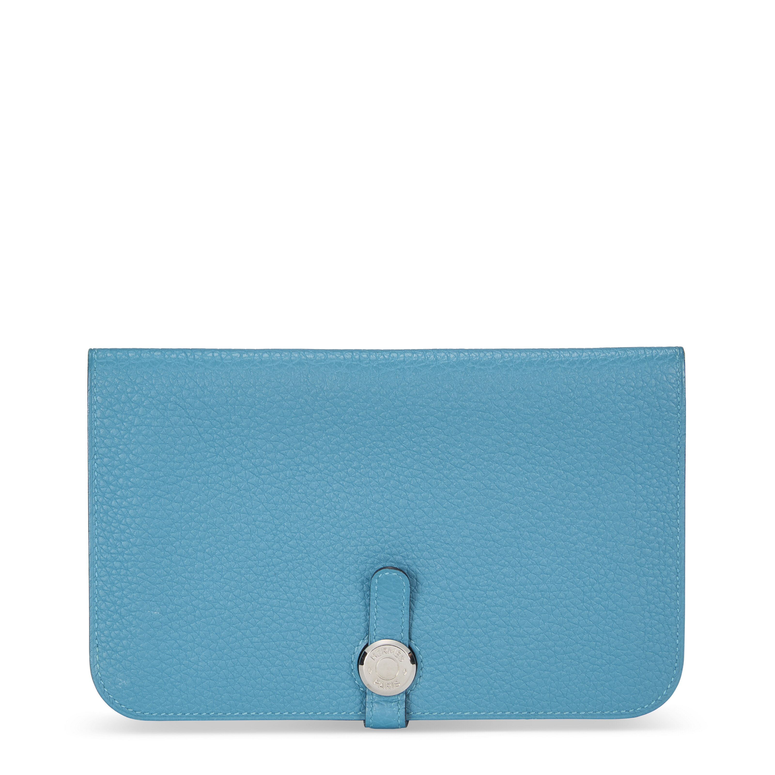 A TURQUOISE CLÉMENCE LEATHER DOGON WALLET WITH PALLADIUM HARDWARE 
