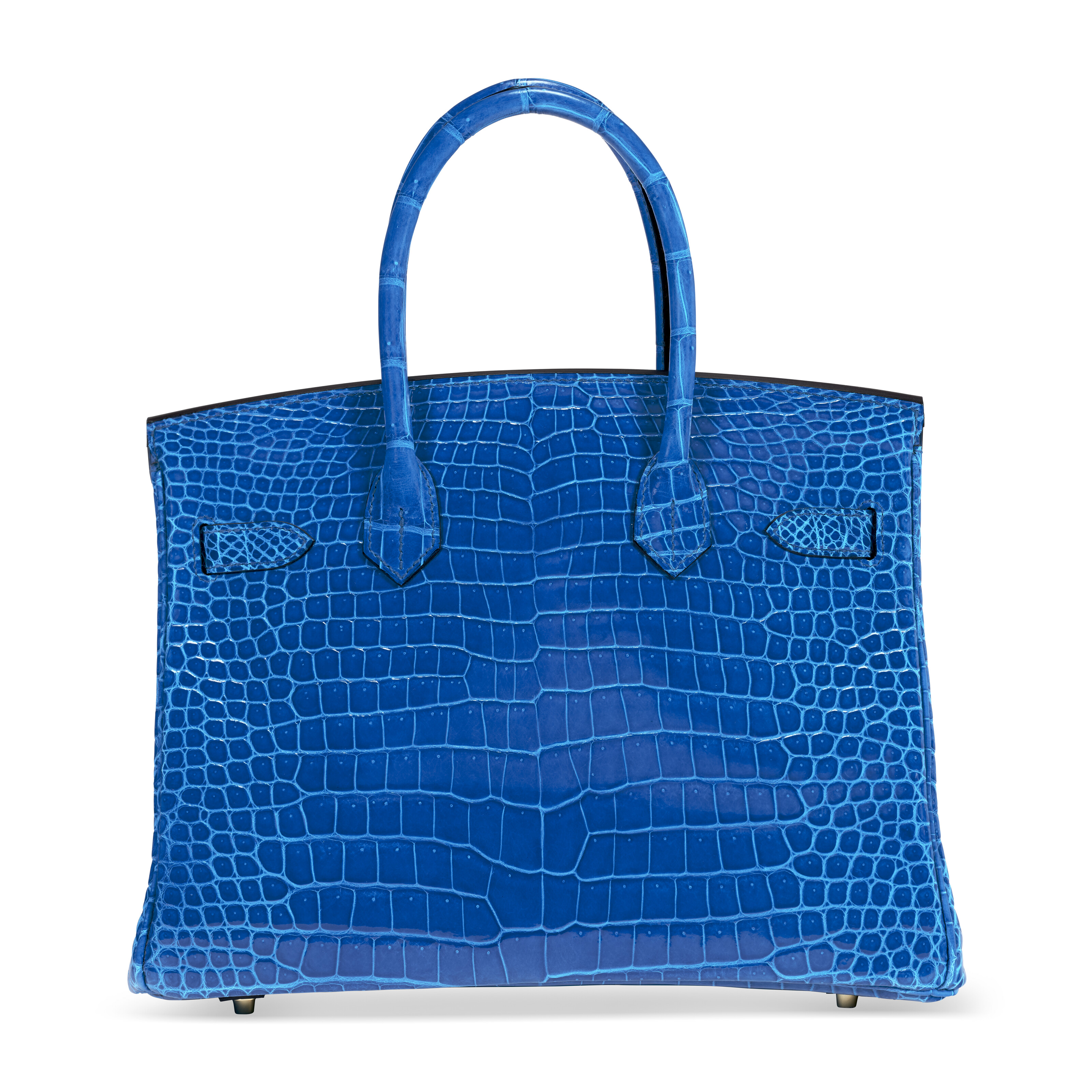 A SHINY BLEU IZMIR POROSUS CROCODILE BIRKIN 30 WITH GOLD HARDWARE