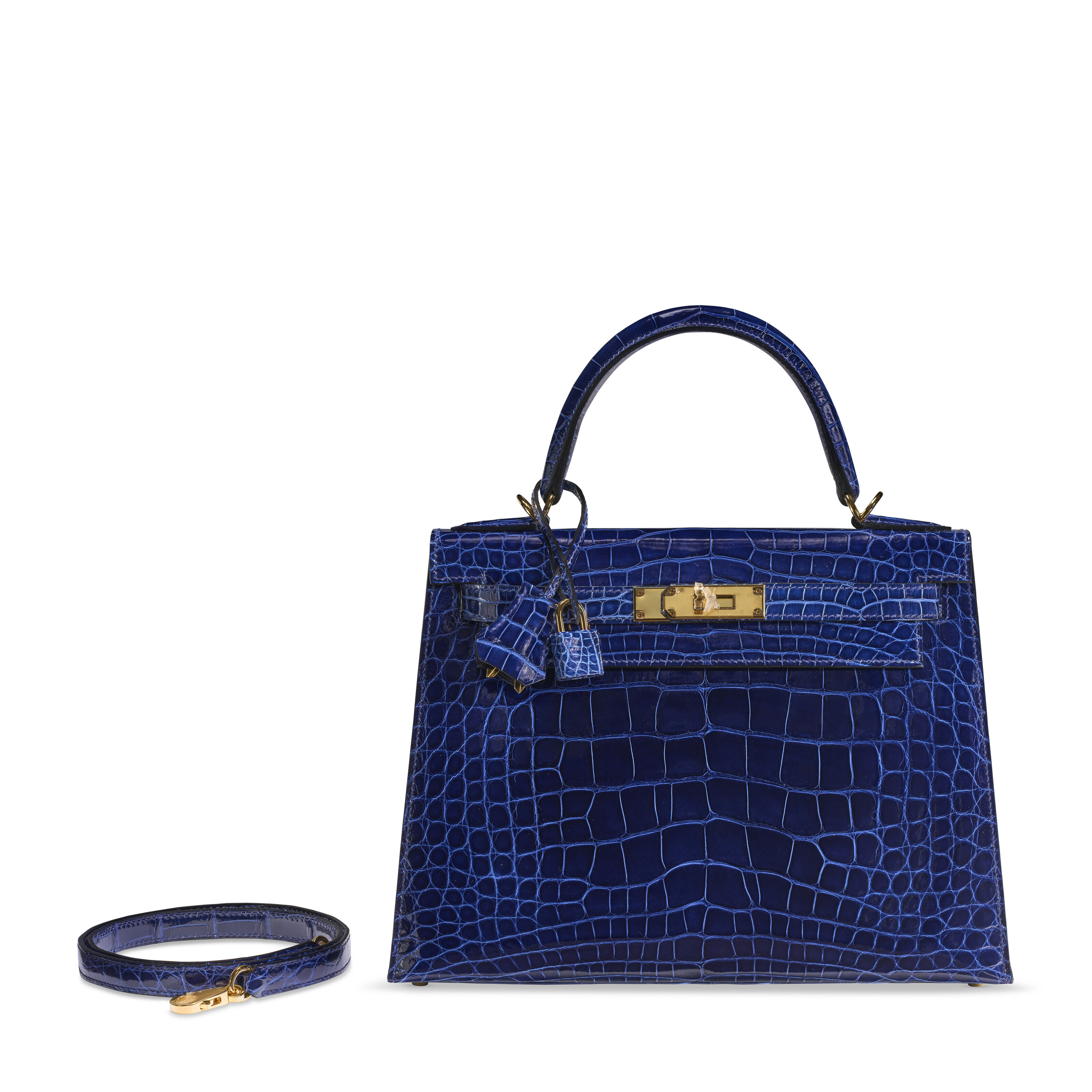 A BLEU JEAN SWIFT LEATHER KELLY FLAT 35 WITH PALLADIUM HARDWARE