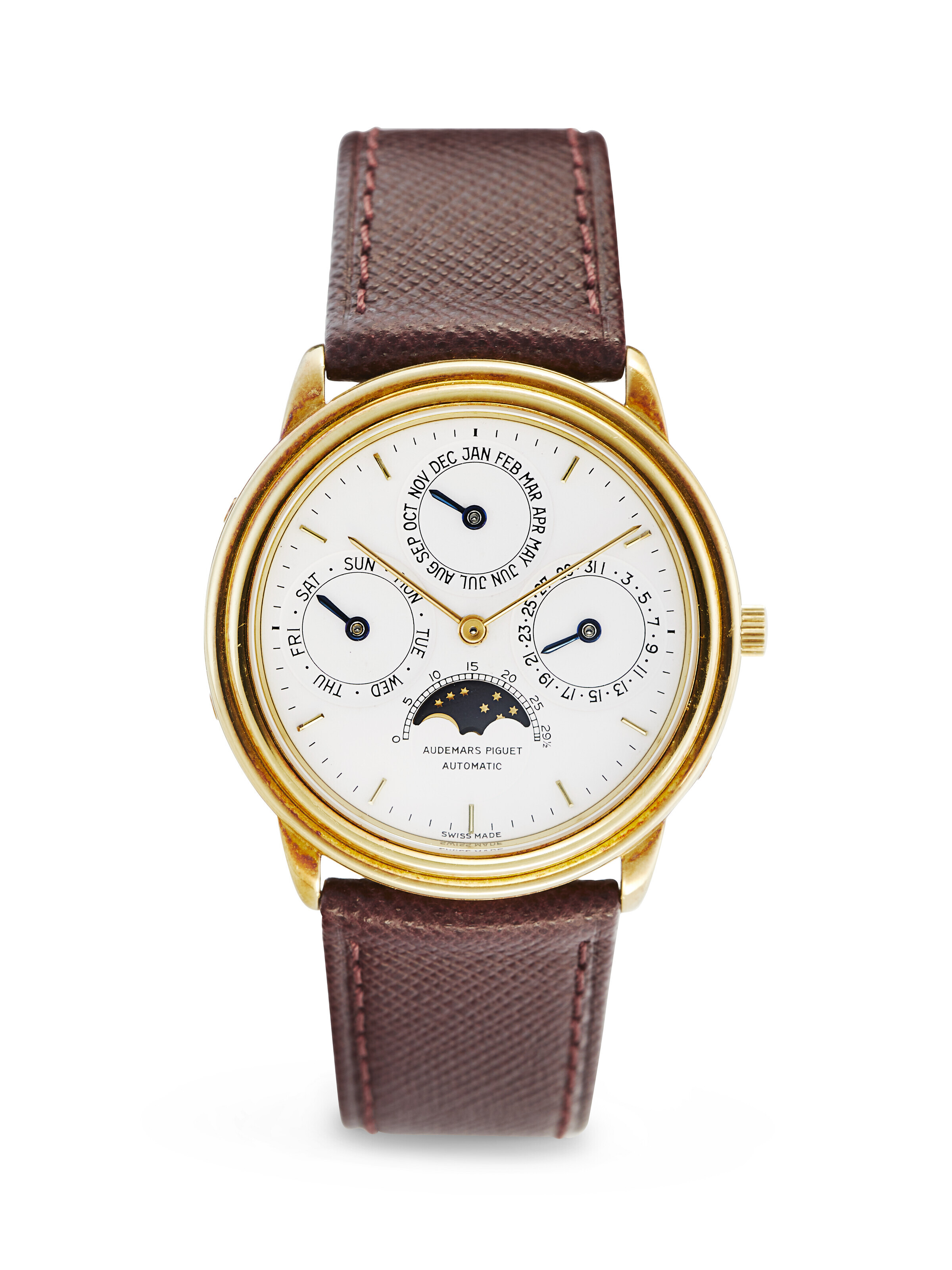 AUDEMARS PIGUET, RARE YELLOW GOLD PERPETUAL CALENDAR WRISTWATCH, REF