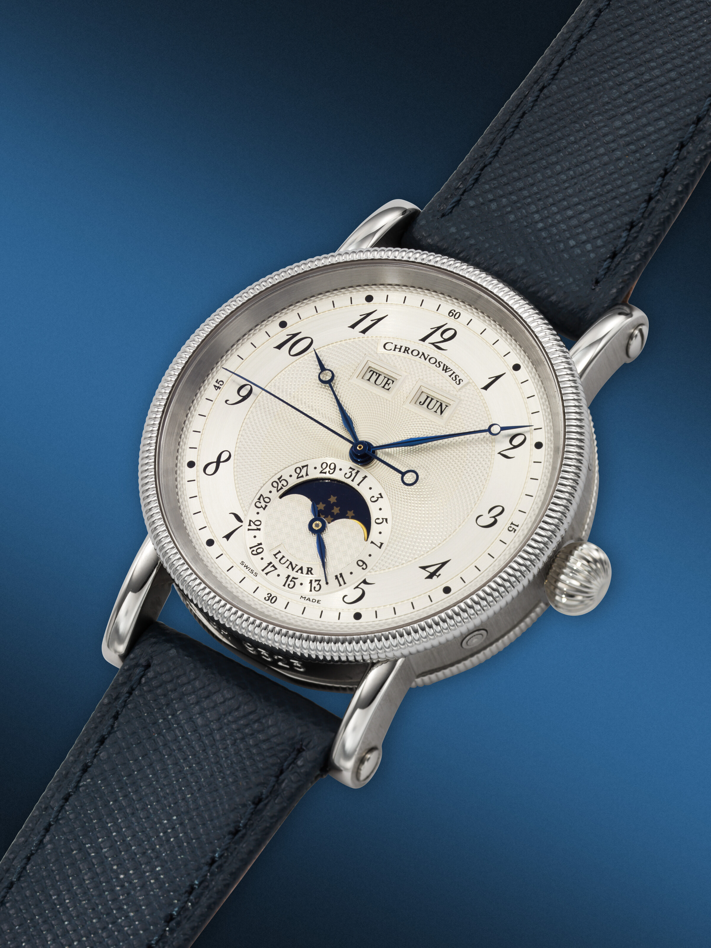 CHRONOSWISS, STAINLESS STEEL TRIPLE CALENDAR 'LUNAR', REF. CH 9323