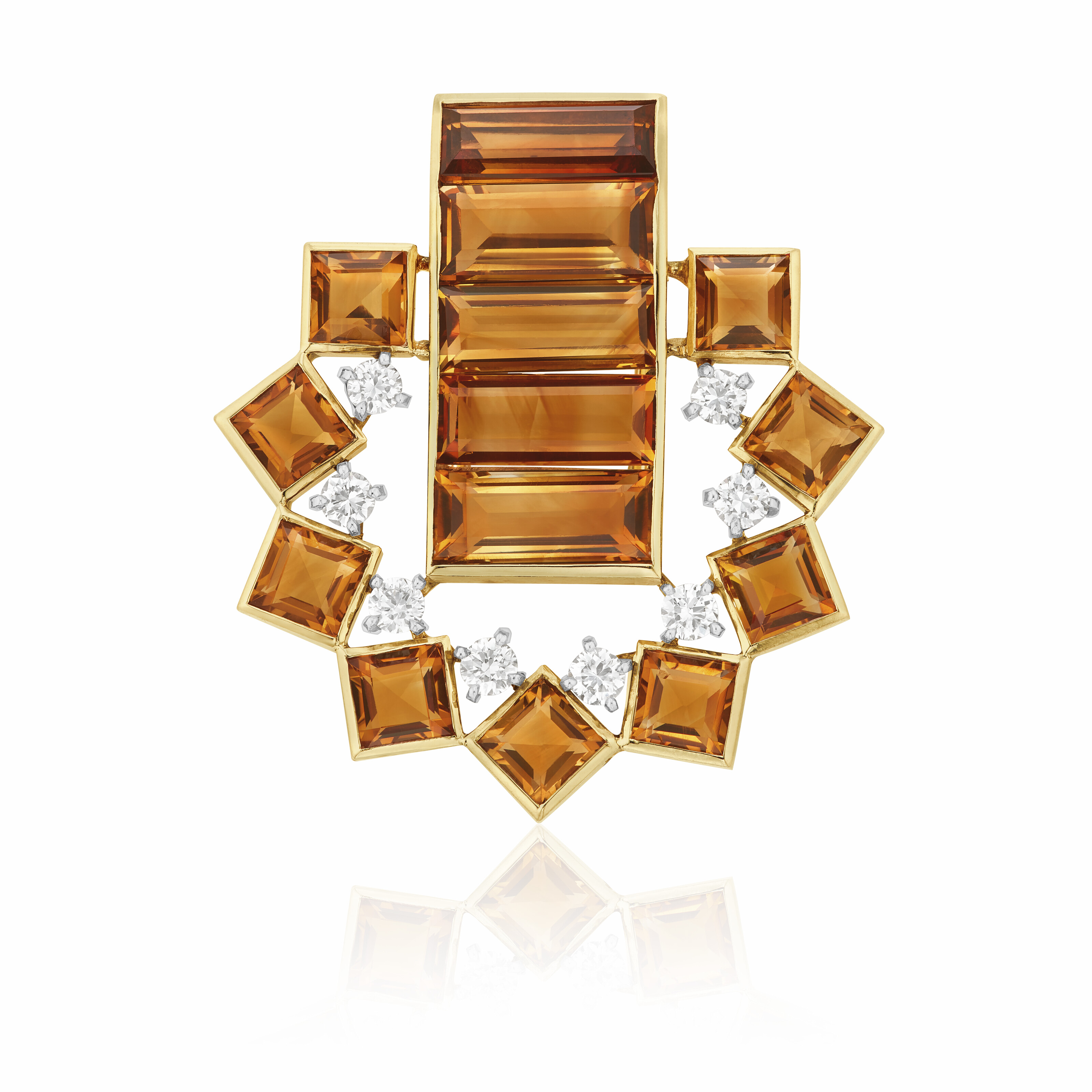 【新品未開封】Cartier 日本創立50周年記念 ピンバッジ（非売品） NO RESERVE | CARTIER CITRINE AND DIAMOND CLIP BROOCH, | Christie's
