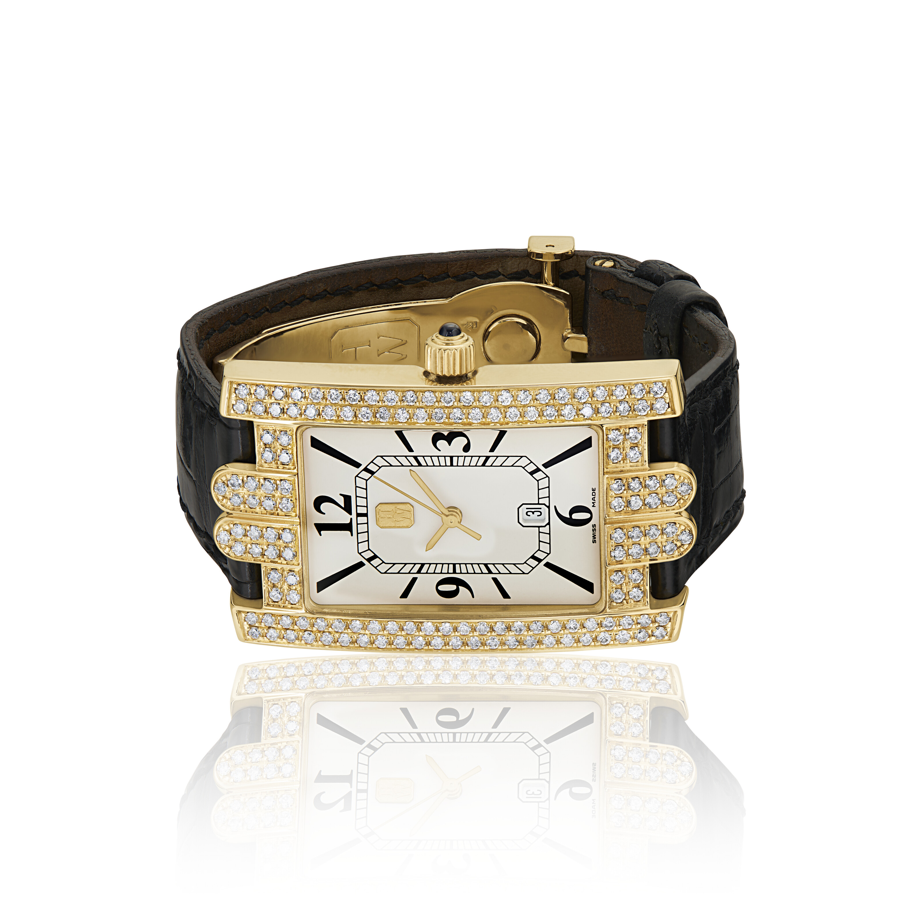 NO RESERVE | HARRY WINSTON DIAMOND AND GOLD 'AVENUE' WRISTWATCH