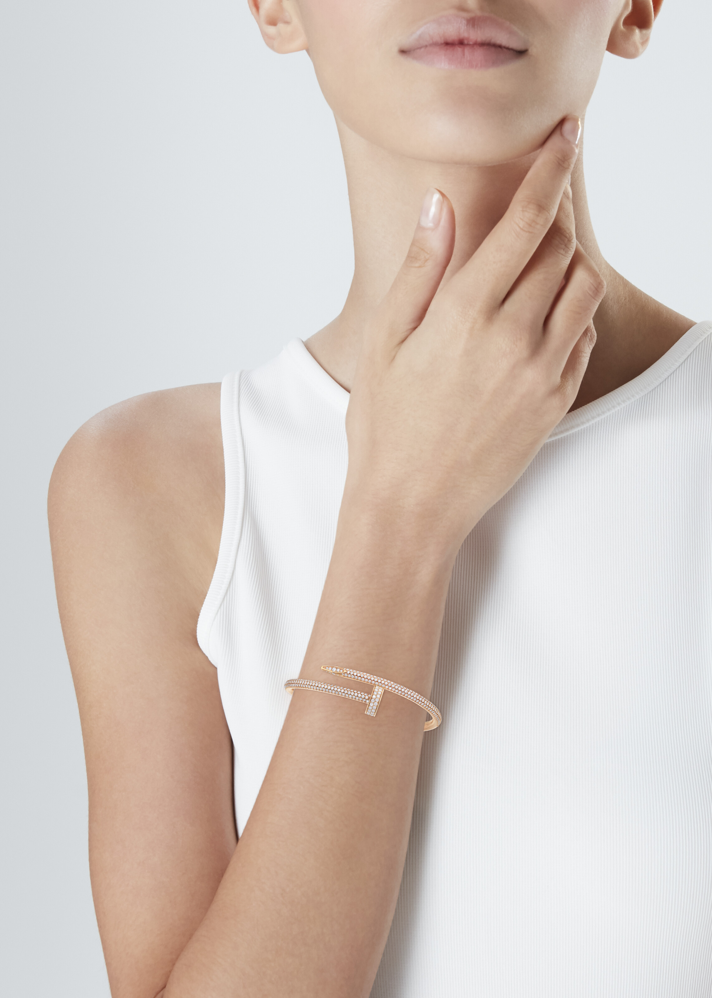 CARTIER DIAMOND AND ROSE GOLD 'JUSTE UN CLOU' BANGLE
